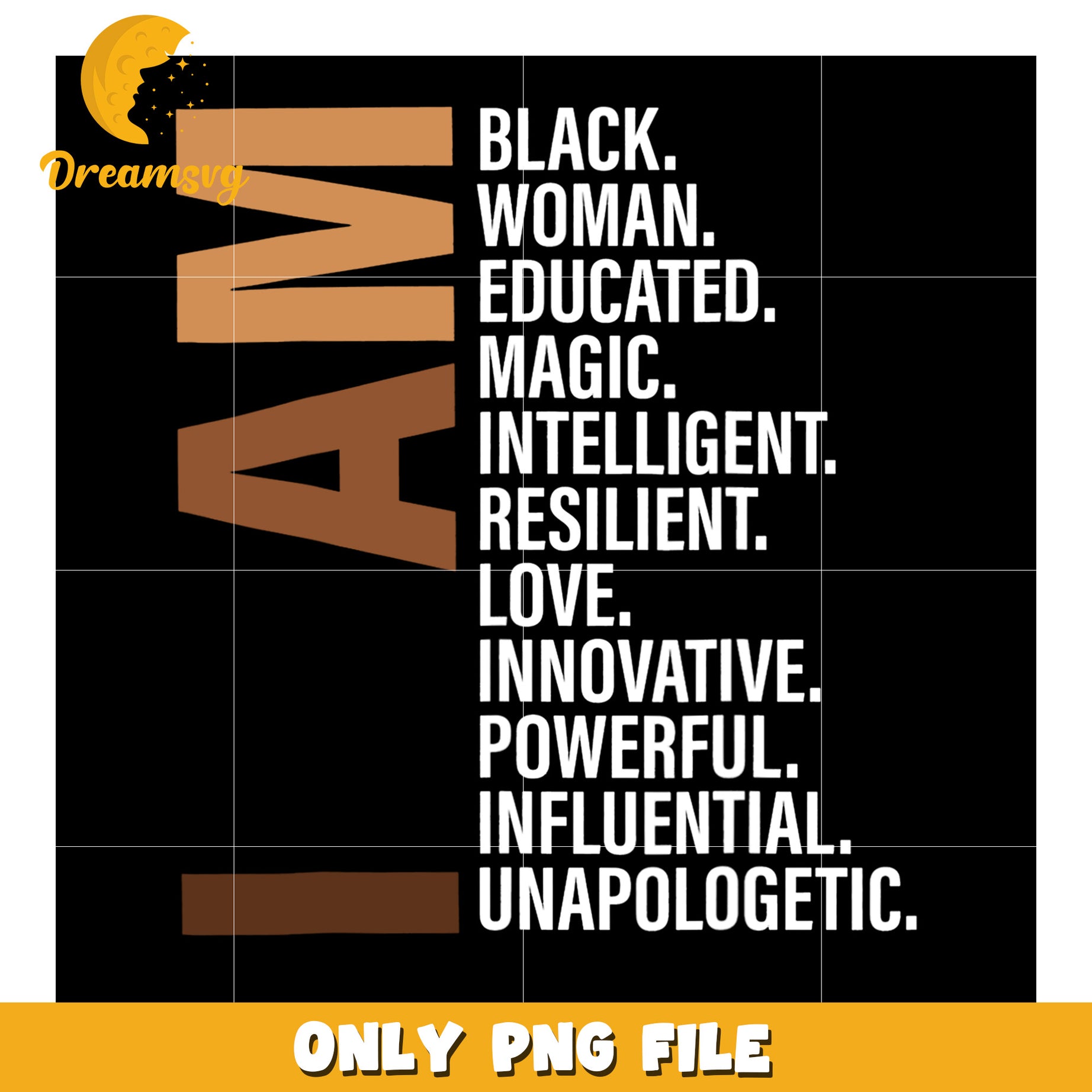 Black Woman PNG Educated, Magic, Powerful