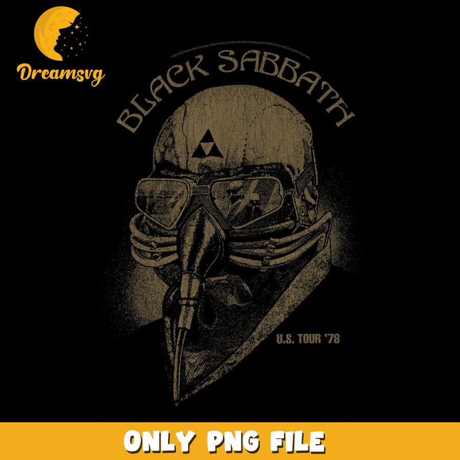 Black Sabbath US Tour 78 Skull Mask PNG, Rock Band Vintage, Music PNG