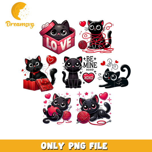 Black cat be mine xoxo valentine png, cat png, valentine png