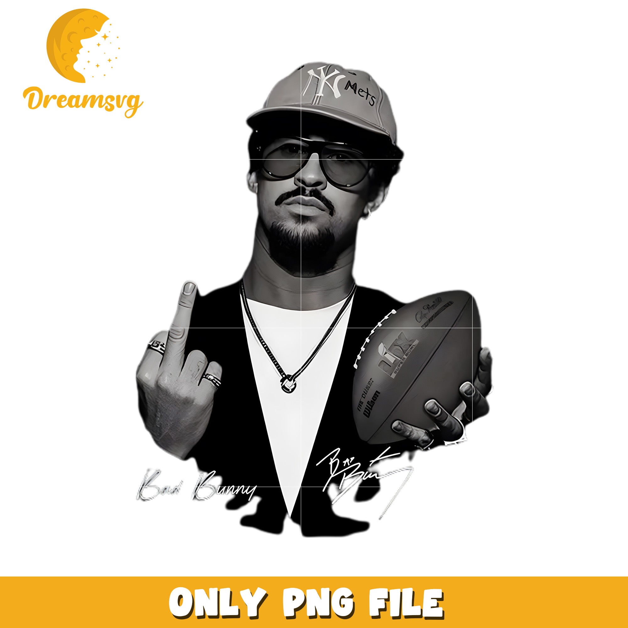 Black design of bad bunny png, bunny era png, latin music star png