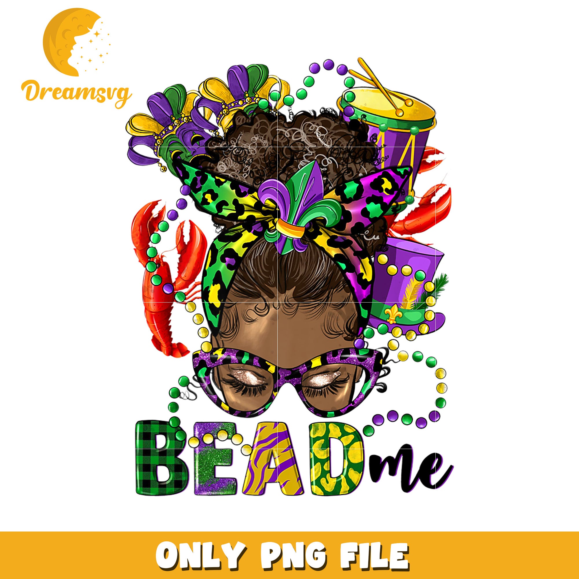 Black girl Mardi Gras bead me png, mardi gras bead png