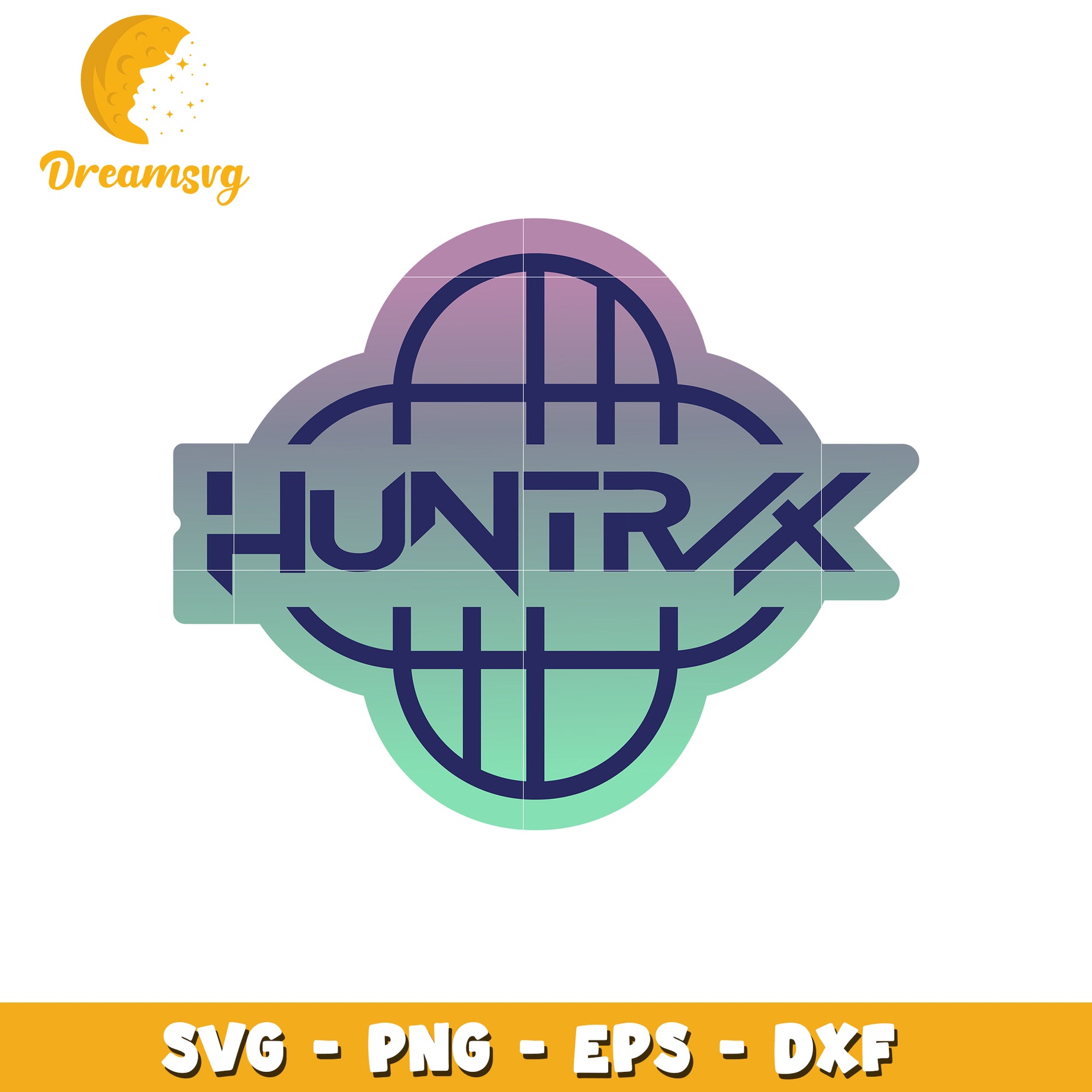 Black neon design of huntrix logo svg, huntrix demon hunter svg, kpop cartoon svg