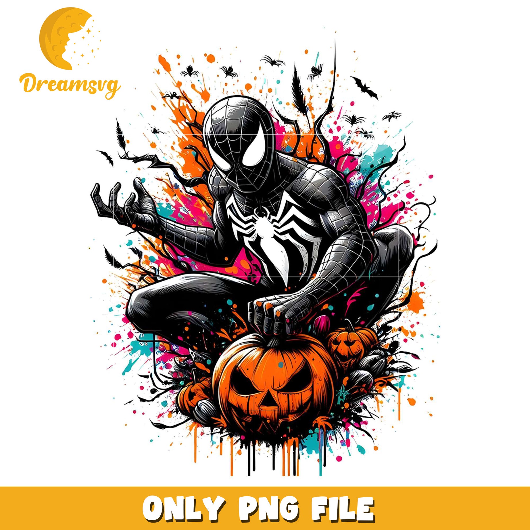 Black spiderman png, trick oe treat png, halloween era png
