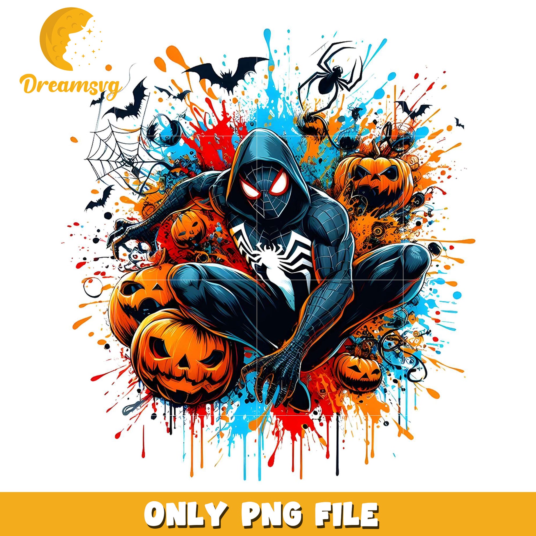 Black spiderman spooky png, halloween​​​​ decor png, halloween wallpaper​ png