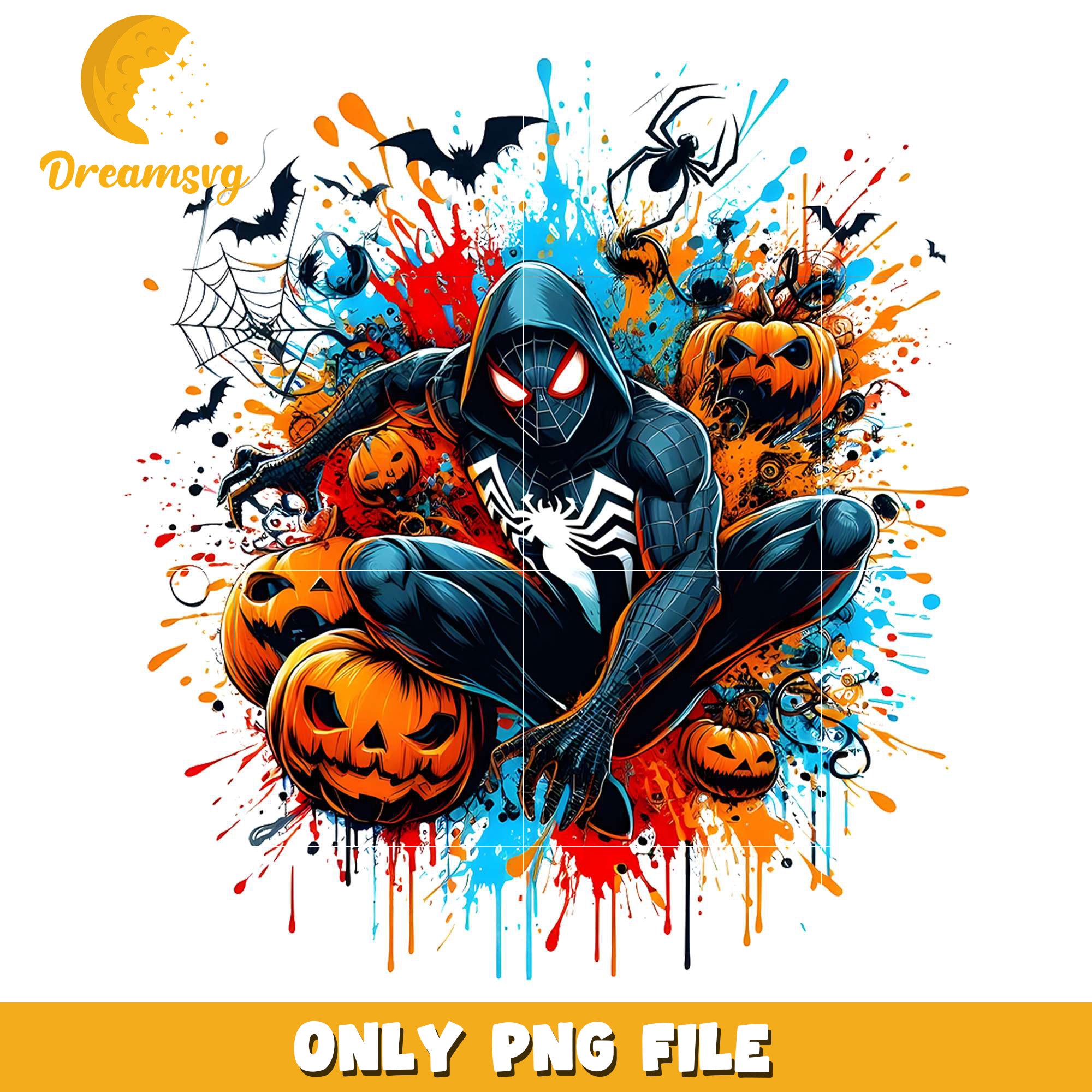 Black spiderman spooky png, halloween​​​​ decor png, halloween wallpaper​ png