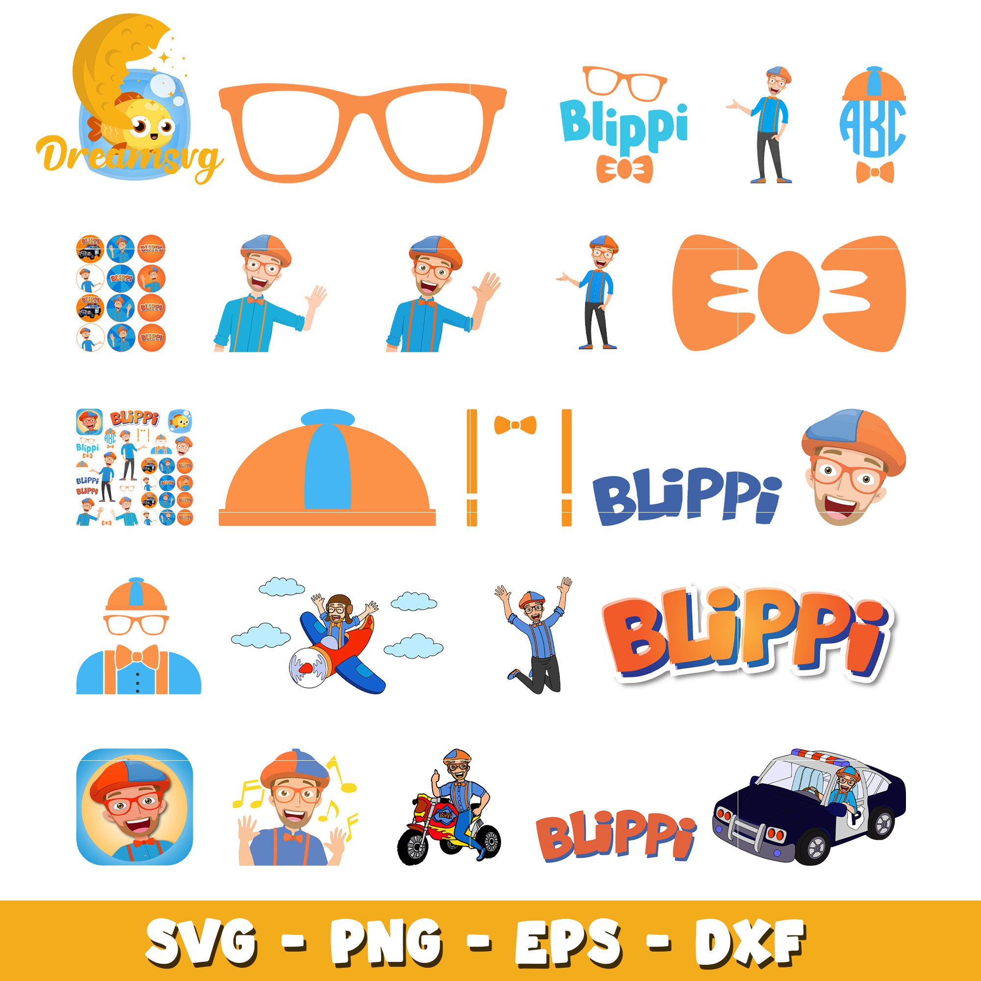 Blippi cartoon design bundle svg, blippi character​ svg