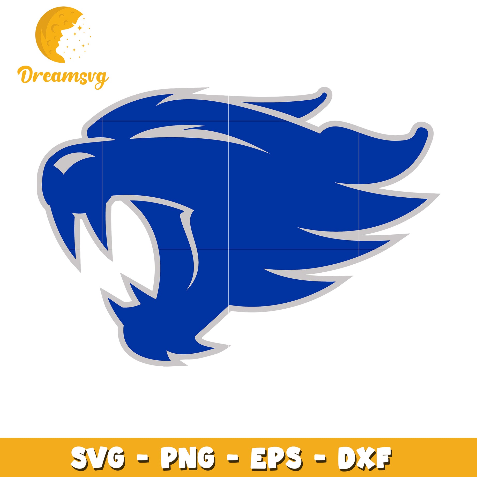 Blue Cougar Head SVG PNG EPS DXF