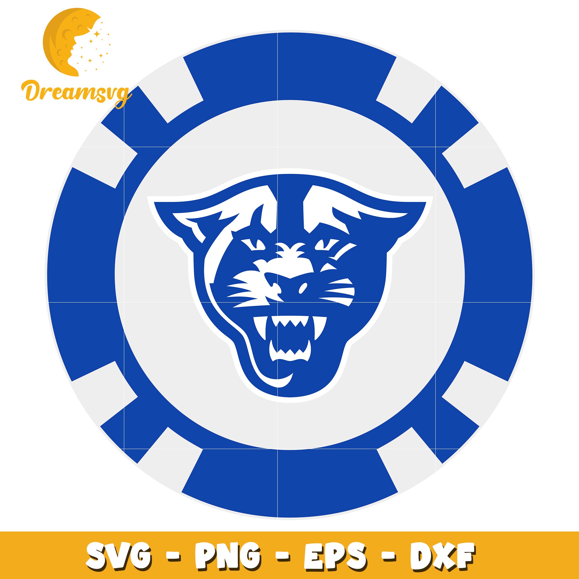 Blue Cougar Poker Chip SVG PNG EPS DXF