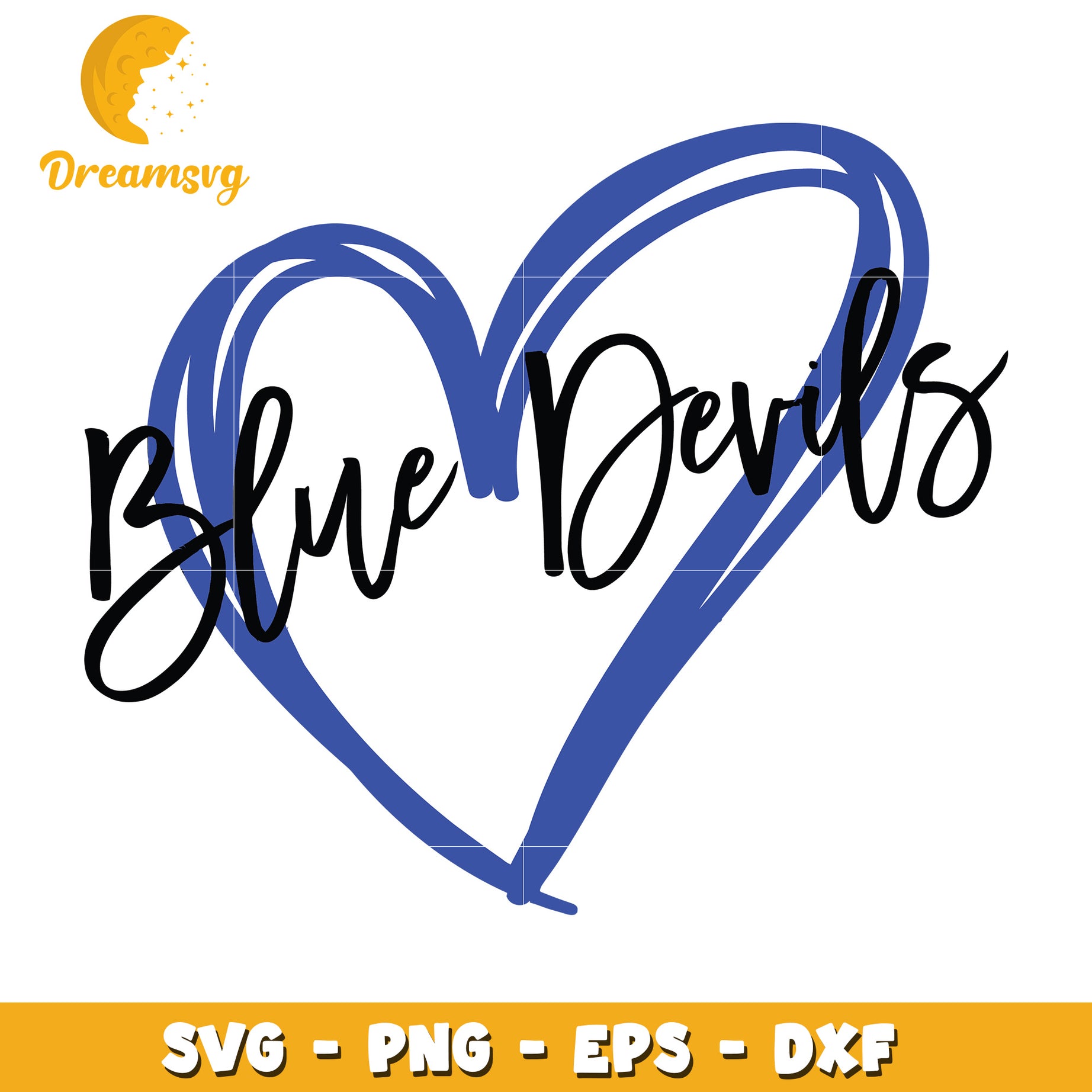 Blue Devils Heart SVG PNG EPS DXF