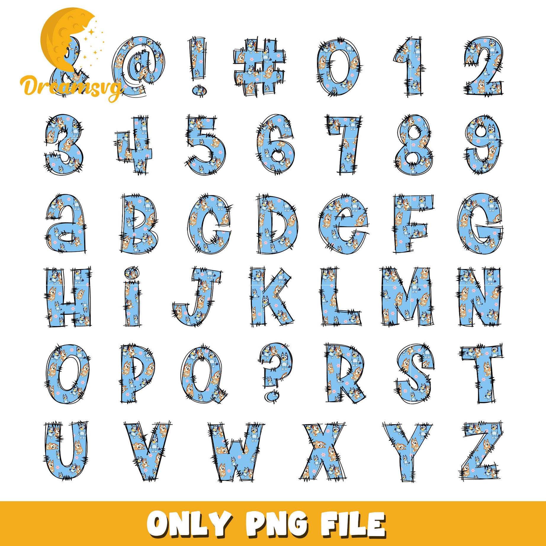 Bluey Alphabet bundle png, Bluey cartoon png, cartoon png