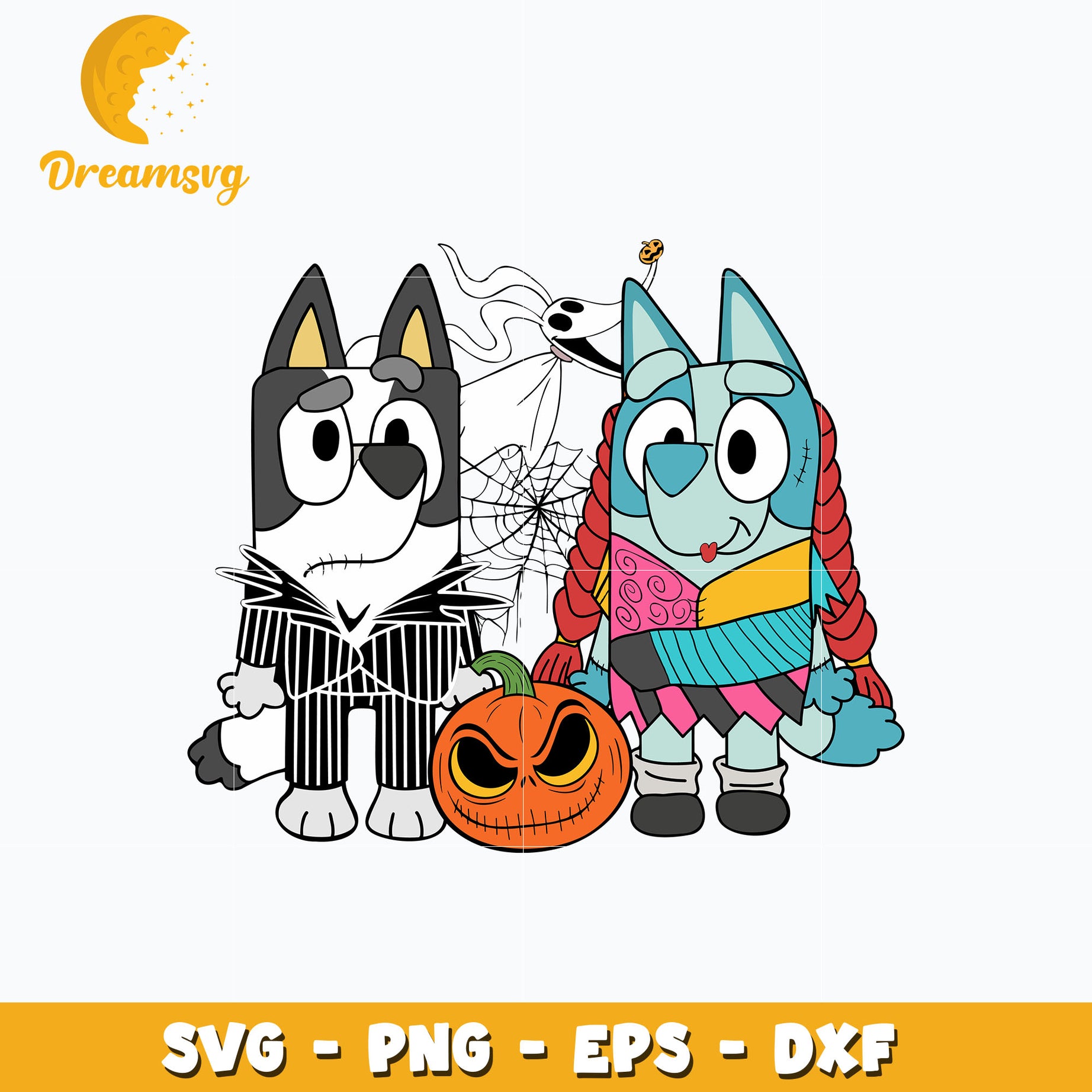 Halloween Bluey Jack And Sally Svg, Bluey Halloween Svg