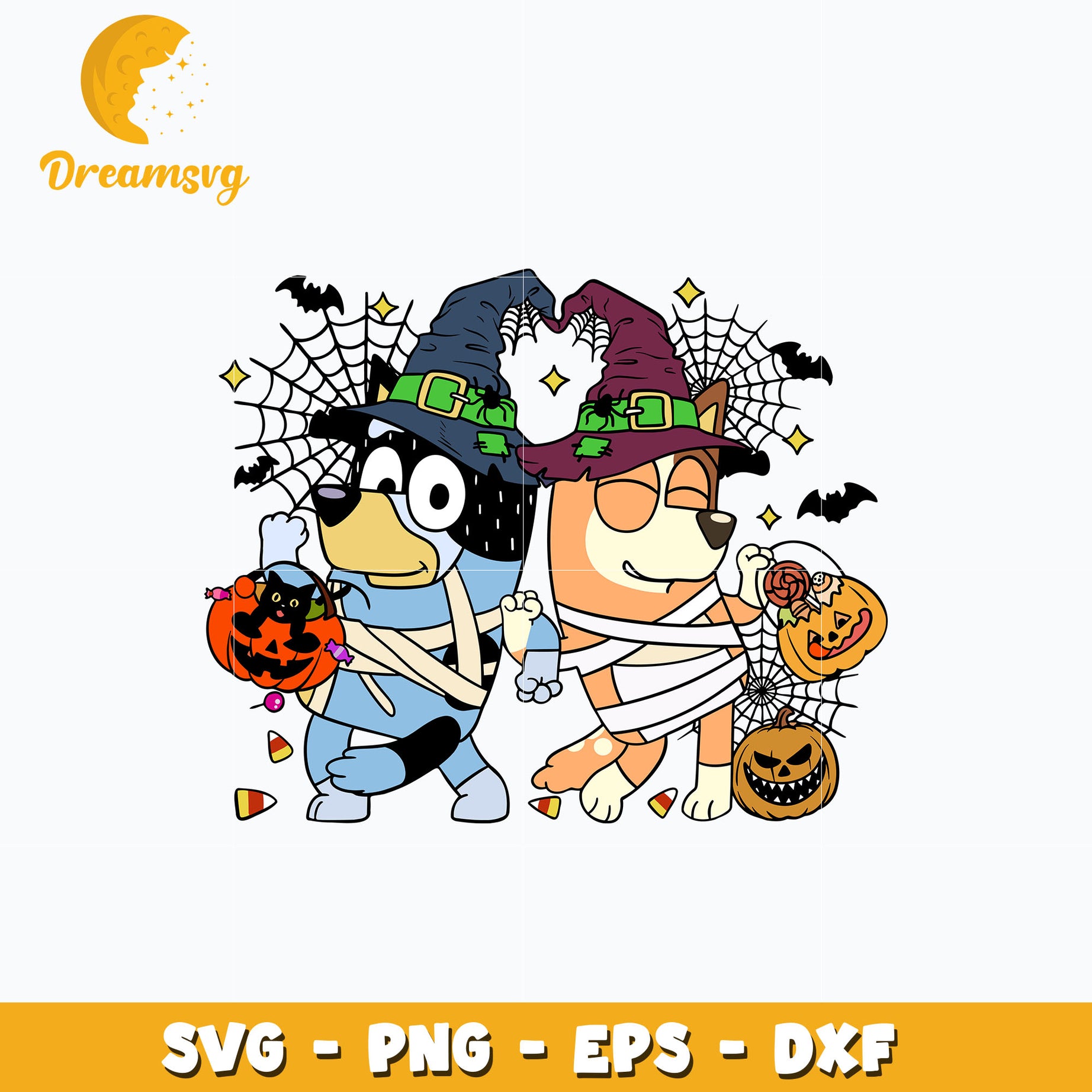 Bluey Bingo Dog Witch Svg, Bluey Halloween Svg