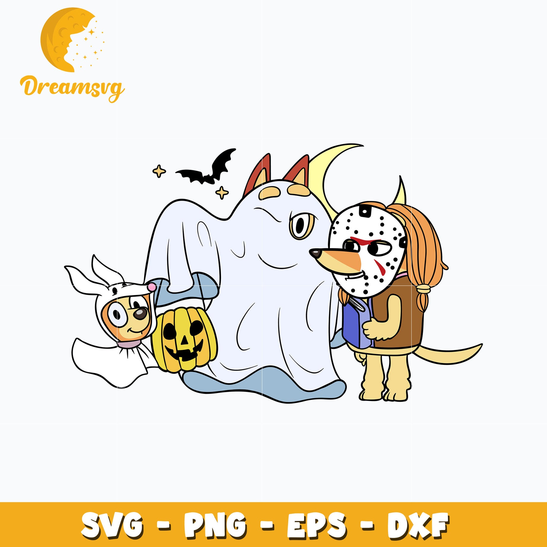 Bingo and Indy Dog Horror Svg, Bluey Halloween Svg