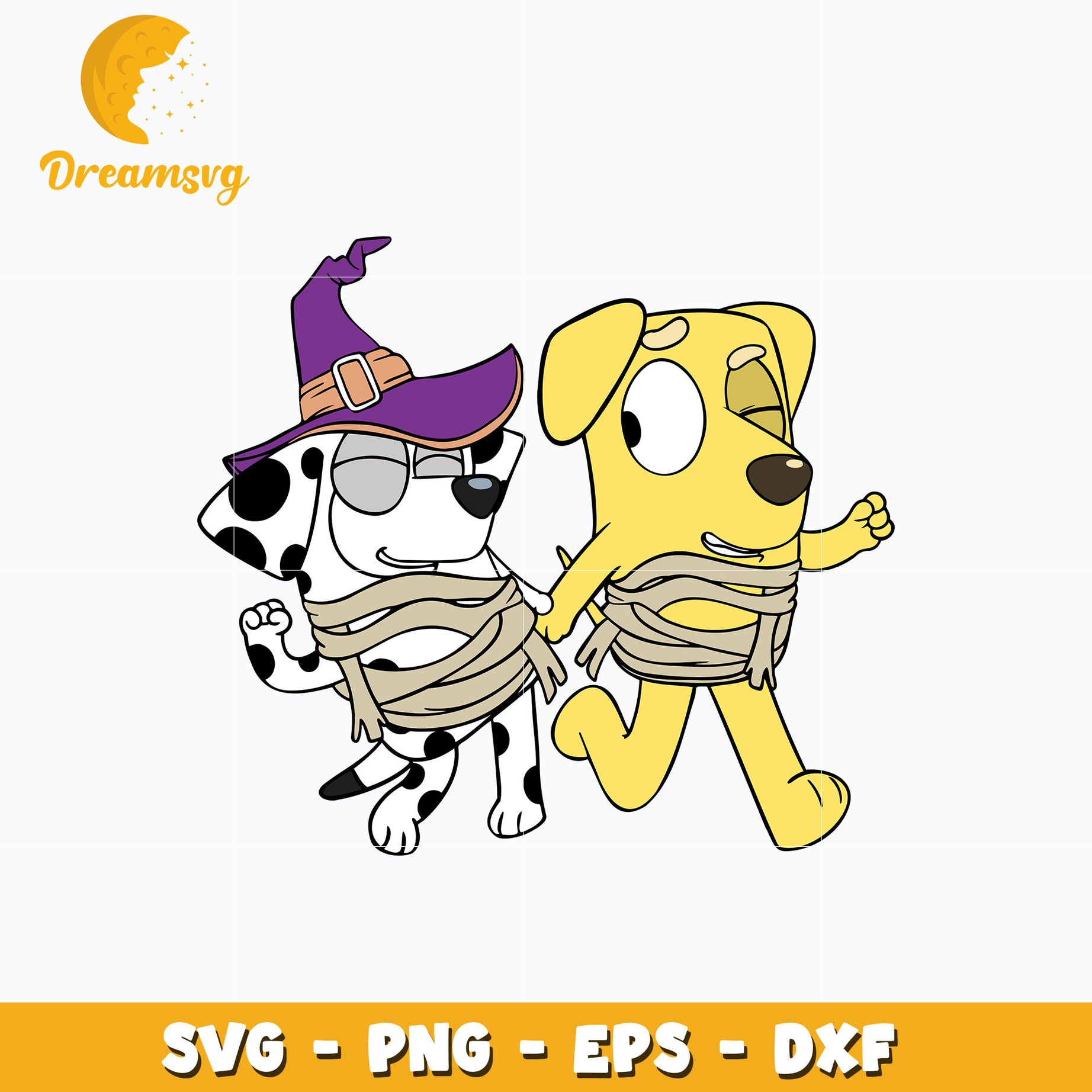 Chloe and lucky Dog Mummy Svg, Bluey Halloween Svg