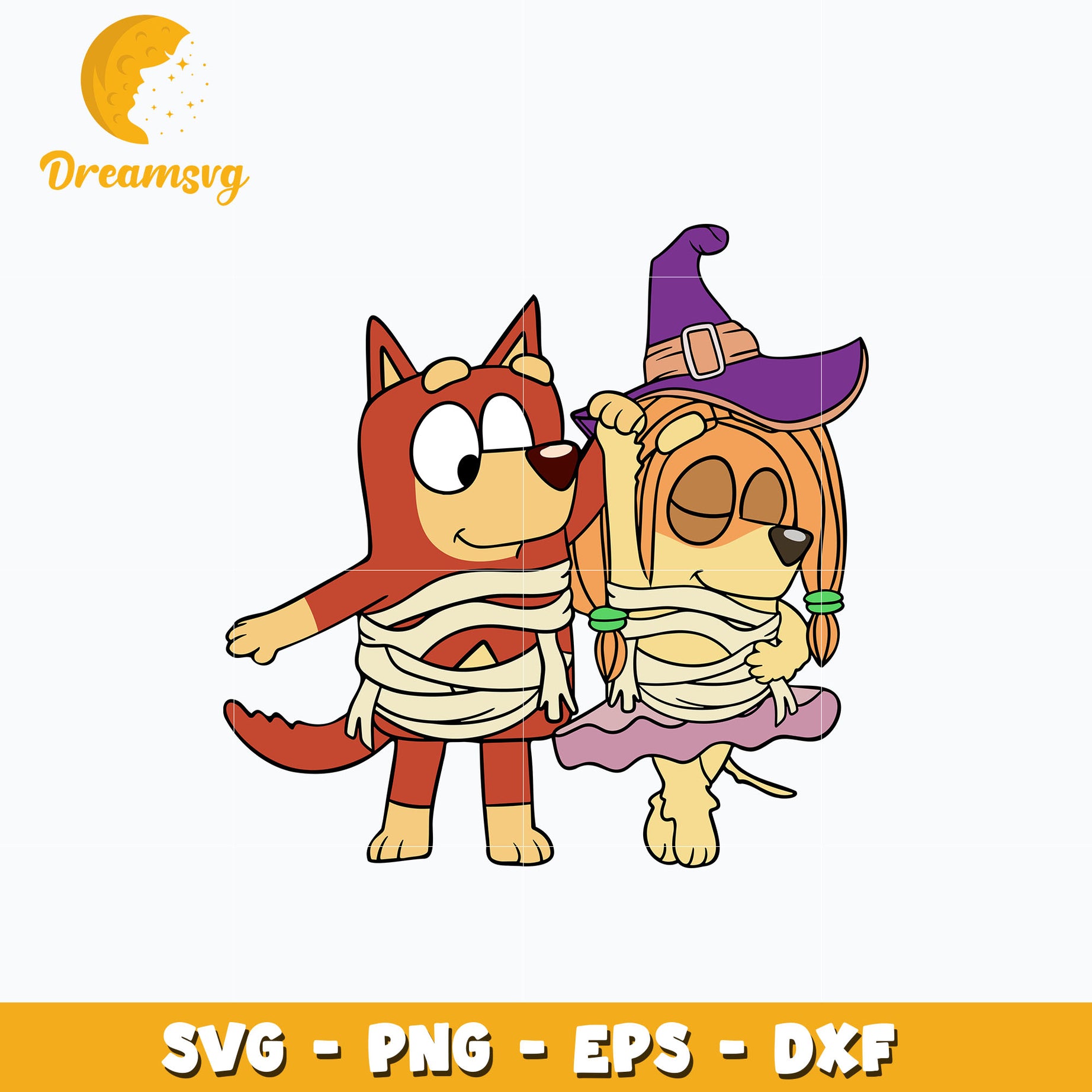 Rusty and Indy Dog Mummy Svg, Bluey Halloween Svg