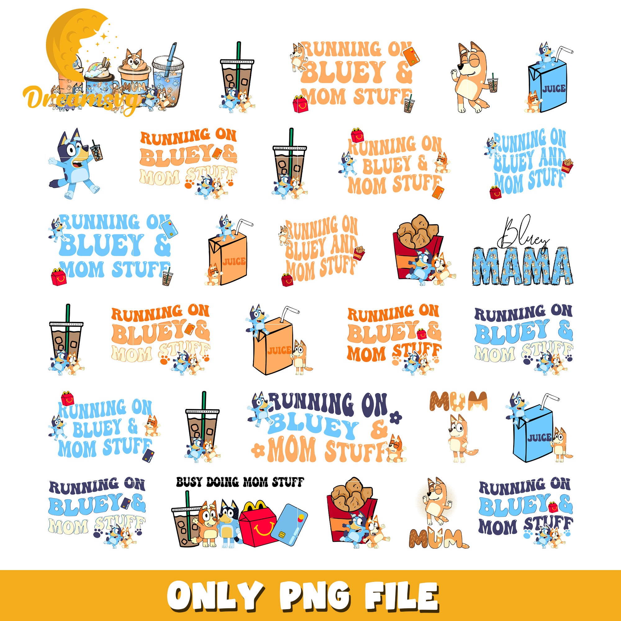 Running on Bluey & family stuff bundle png, Bluey cartoon png