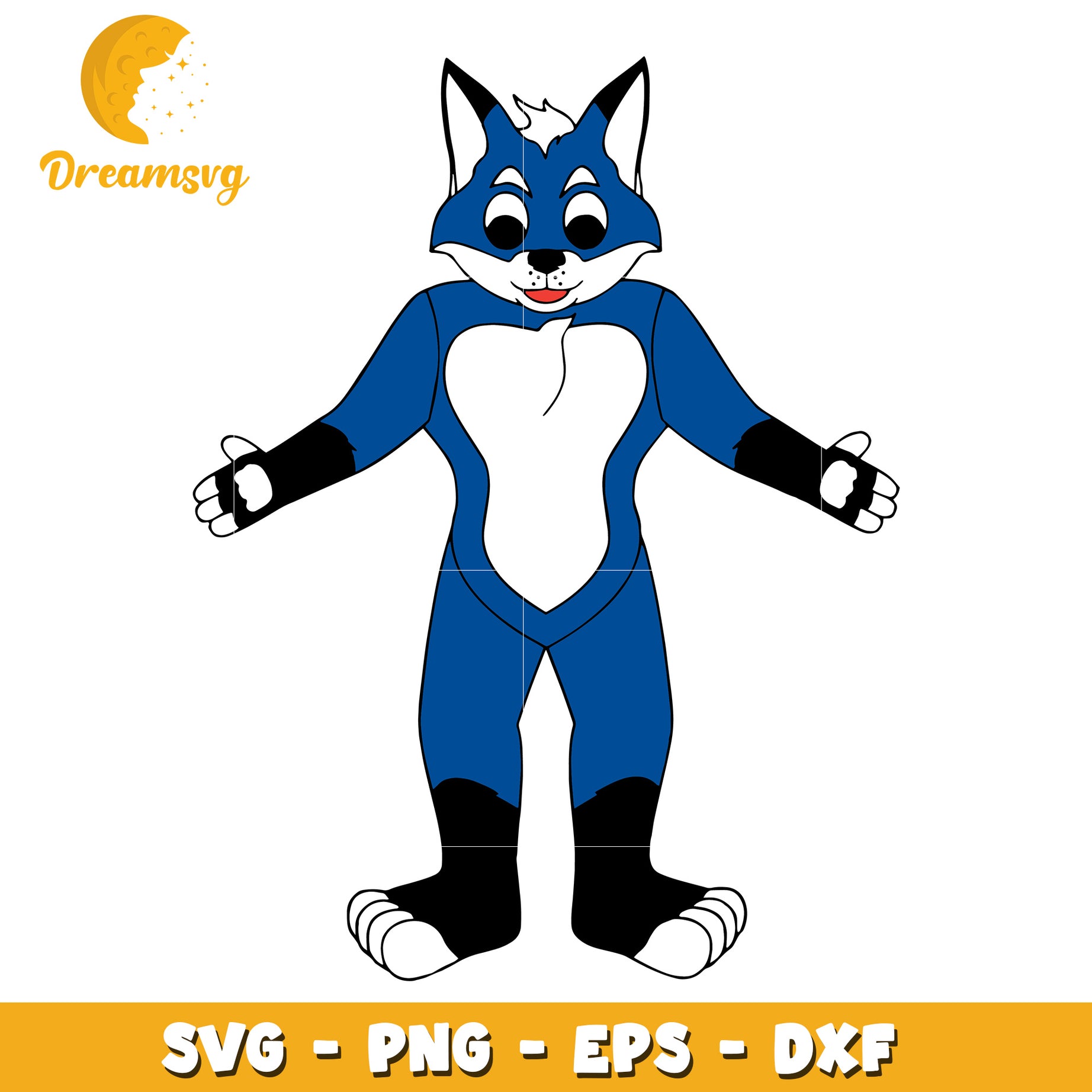 Blue Fox Mascot SVG PNG EPS DXF Cut File