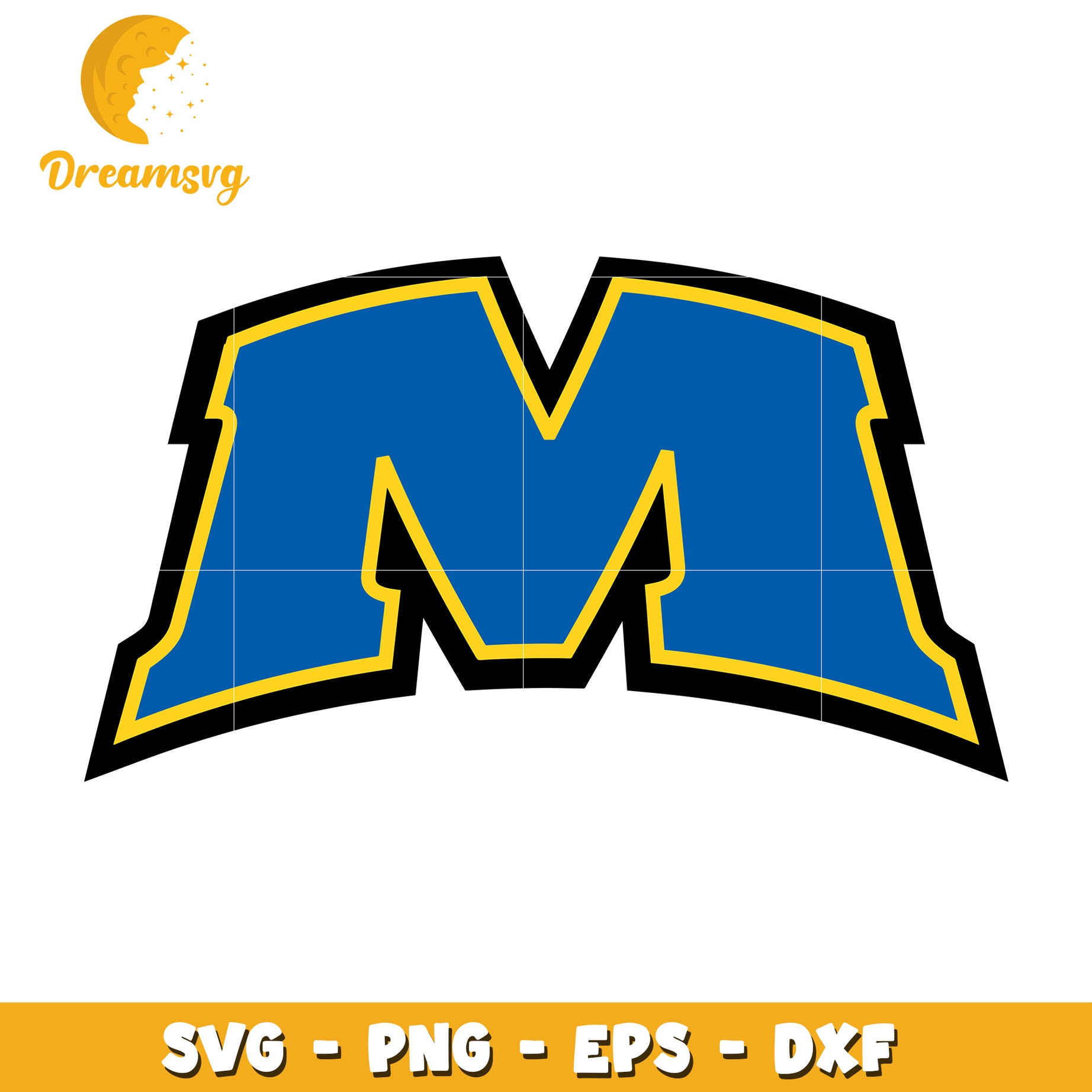 Blue Gold M Letter SVG PNG EPS DXF