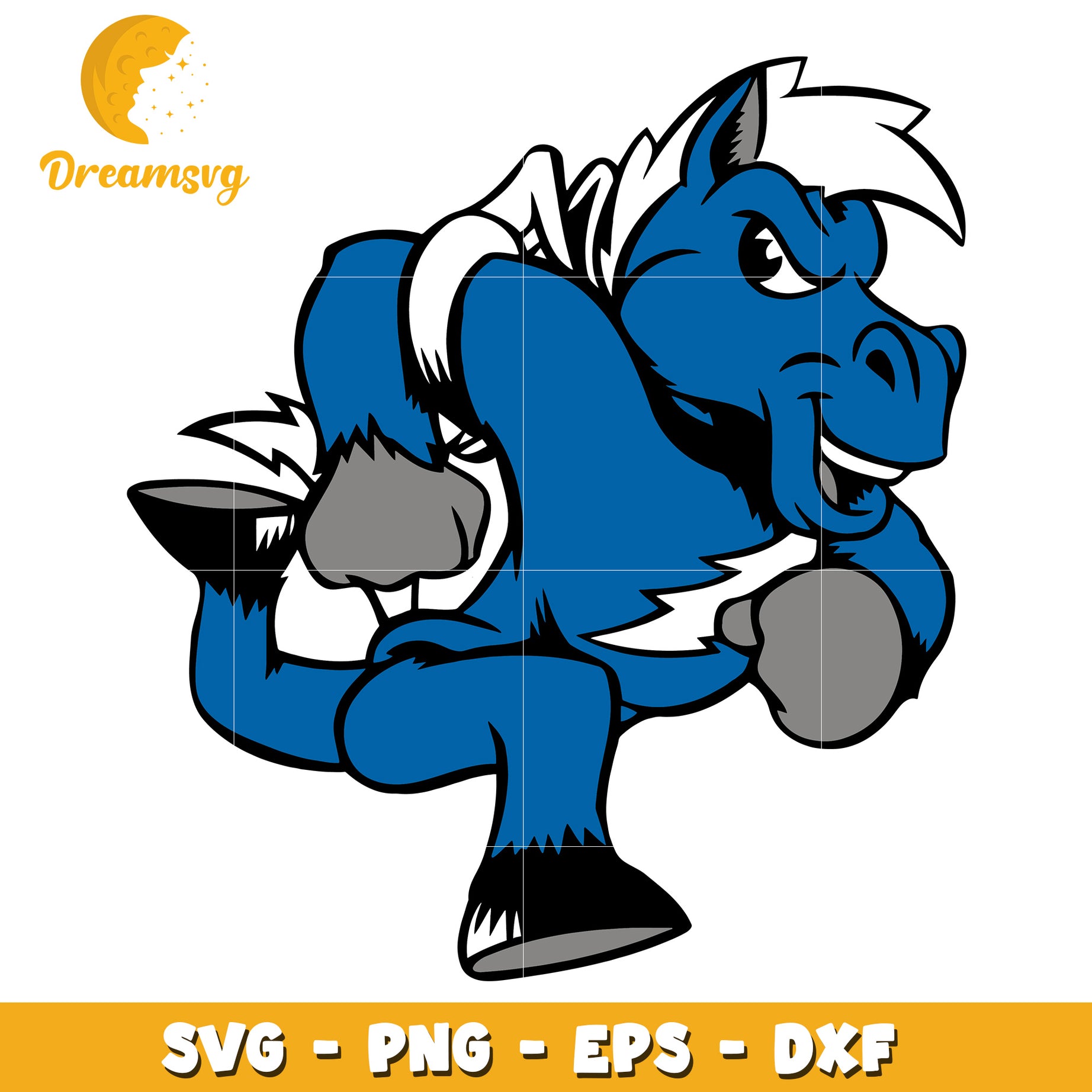 Blue Horse Mascot SVG PNG EPS DXF