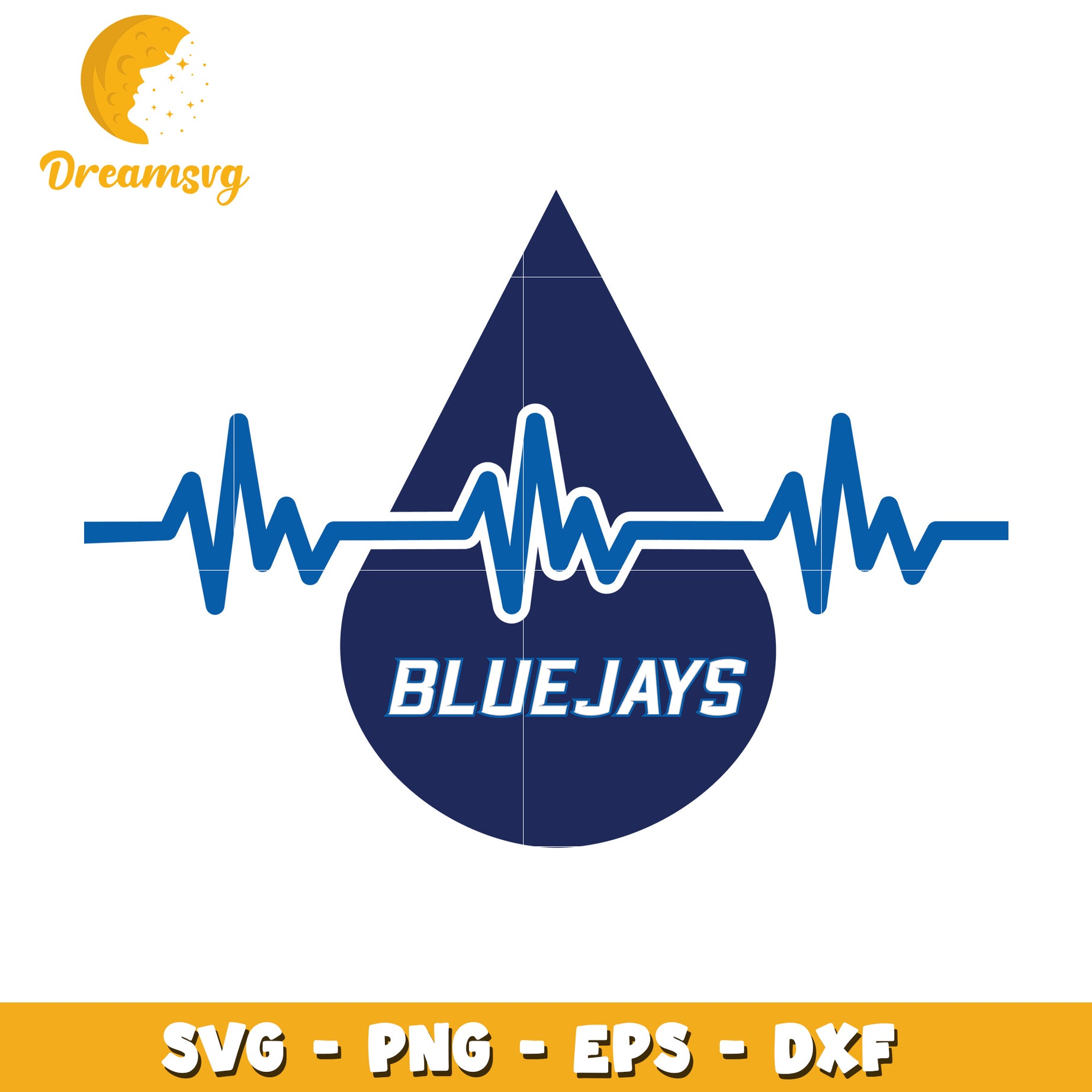 Blue Jays Heartbeat Water Drop SVG PNG EPS DXF