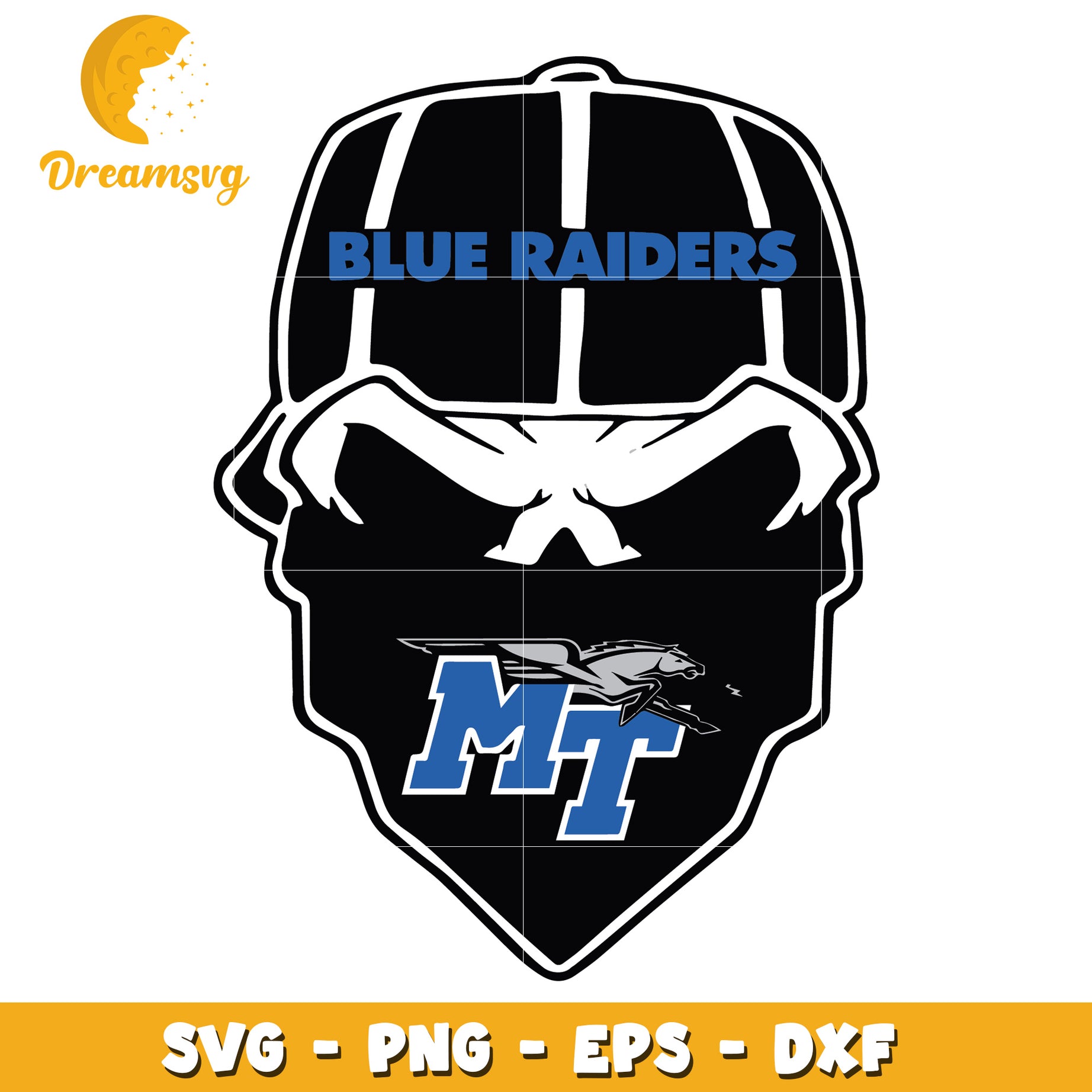 Blue Raiders Skull SVG PNG EPS DXF