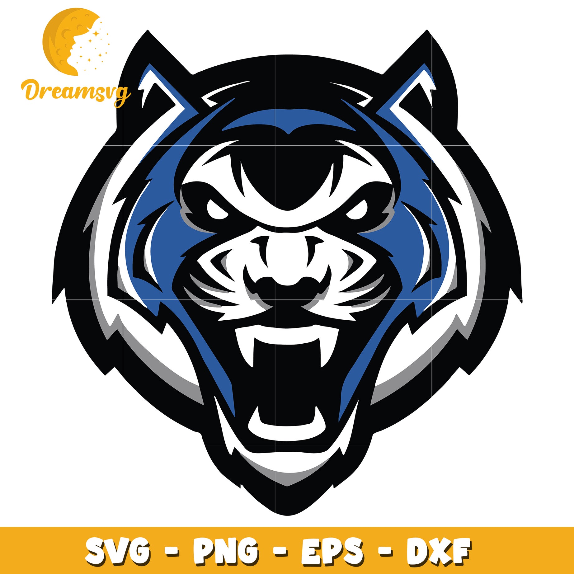 Blue Tiger Mascot SVG PNG EPS DXF