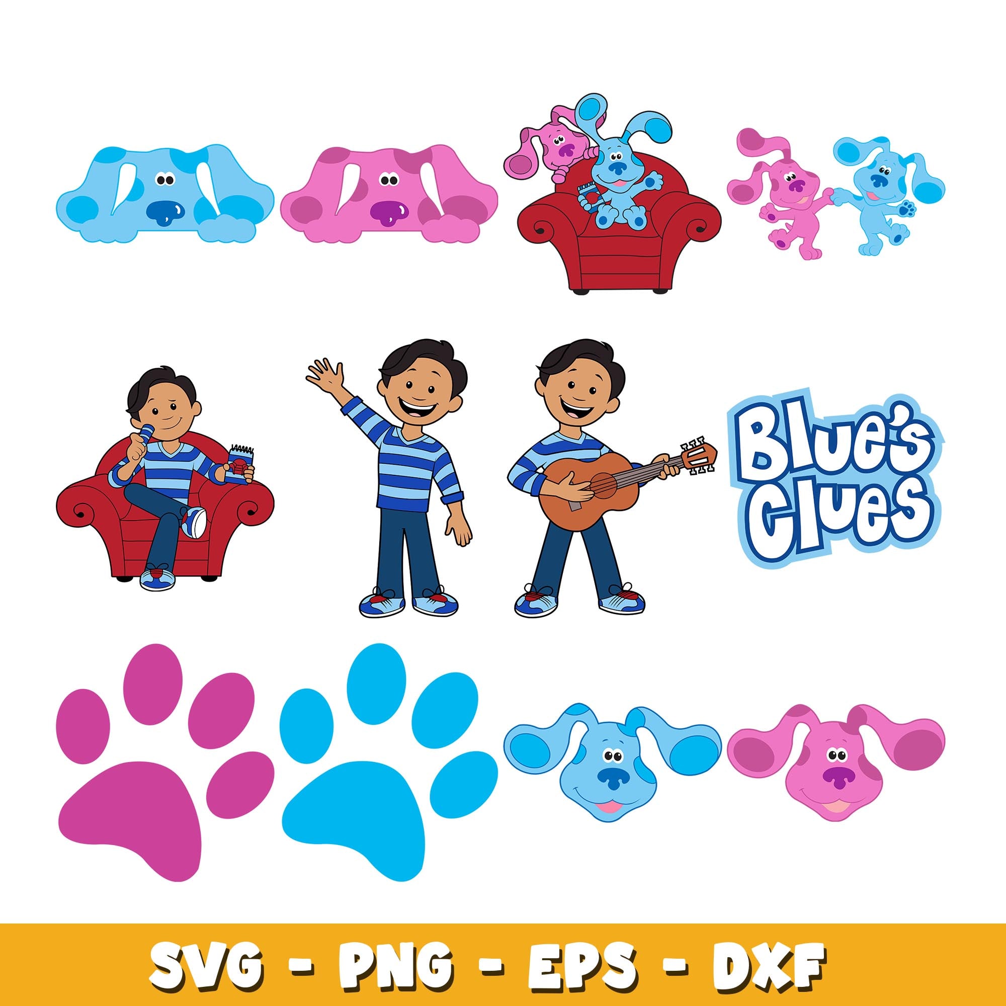 Blue clues cartoon characters svg, Blue's Clues & You! bundle svg, Car ...