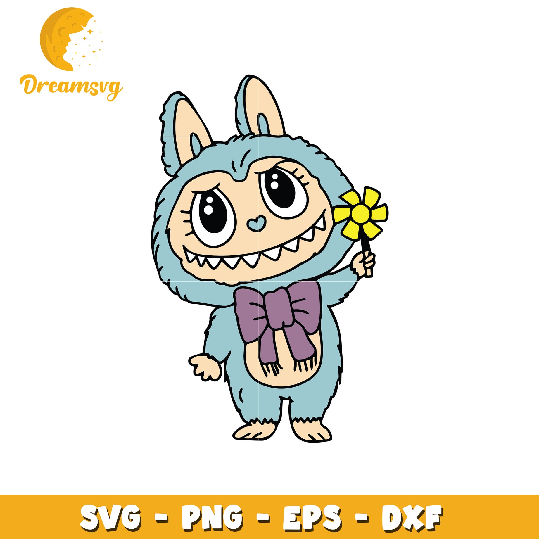 Blue flowers labubu svg, hehe labubu svg, labubu monster​ svg
