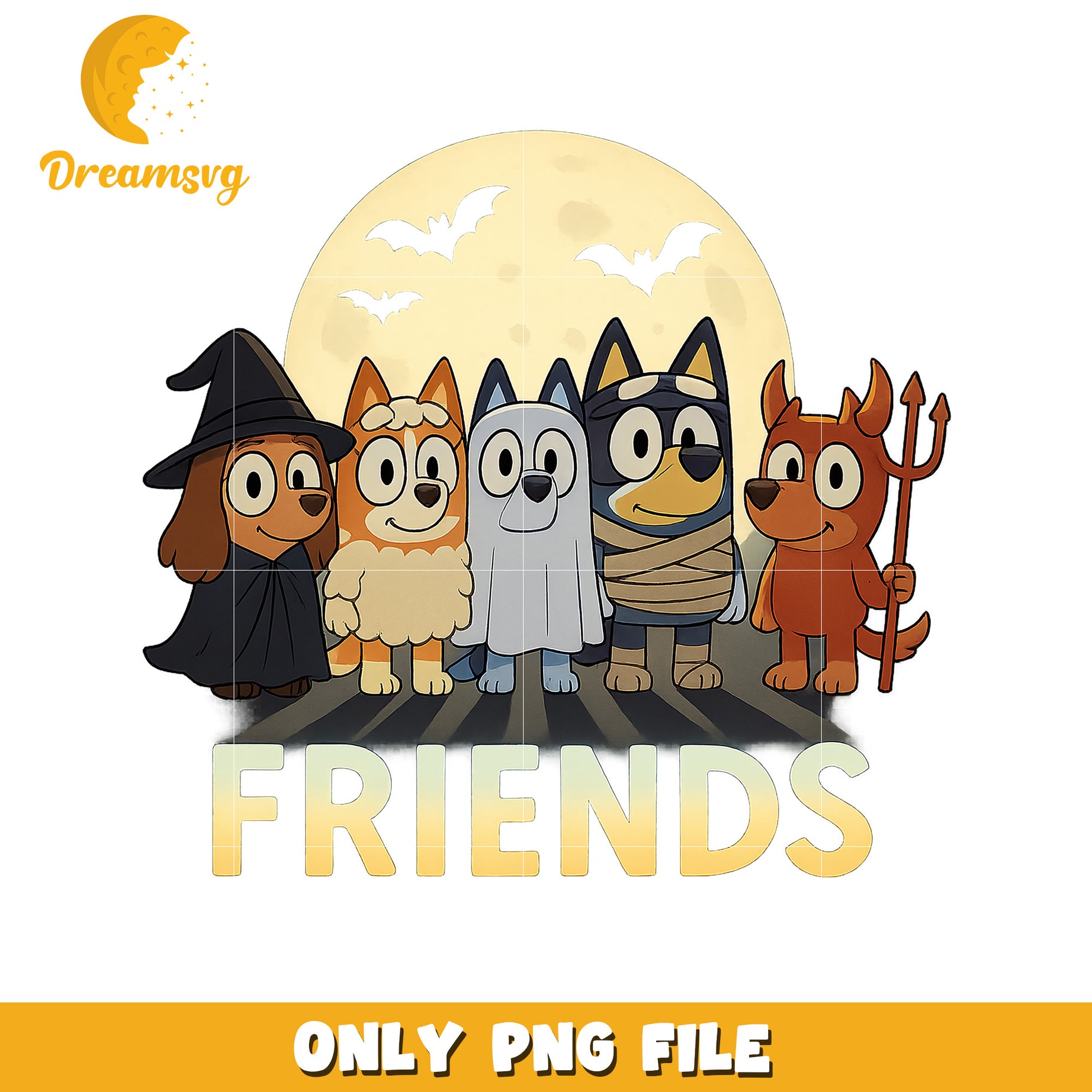 Blue friends png, spooky bluey png, halloween costumes png