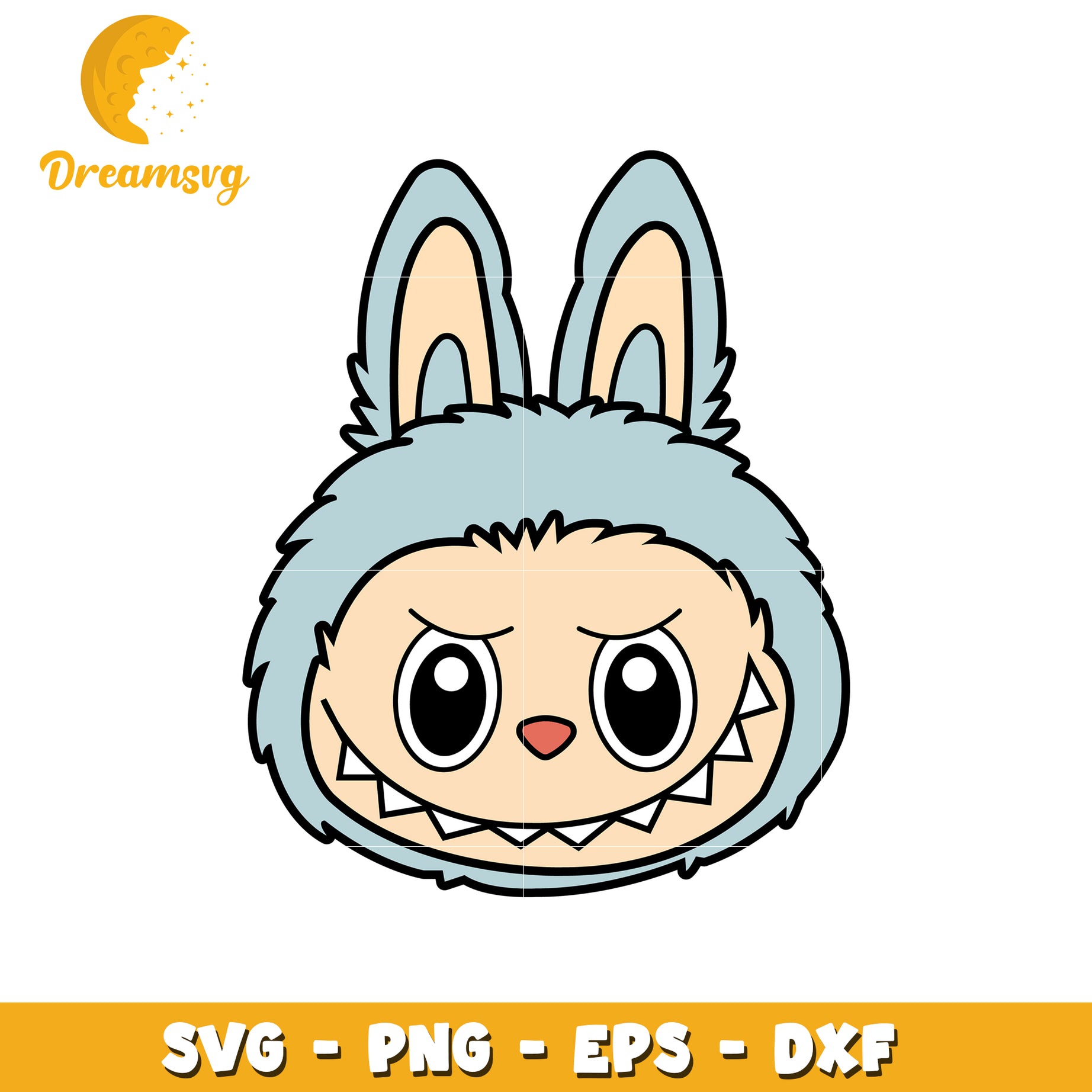 Blue labubu head svg, popmart labubu svg, labubu dolls svg