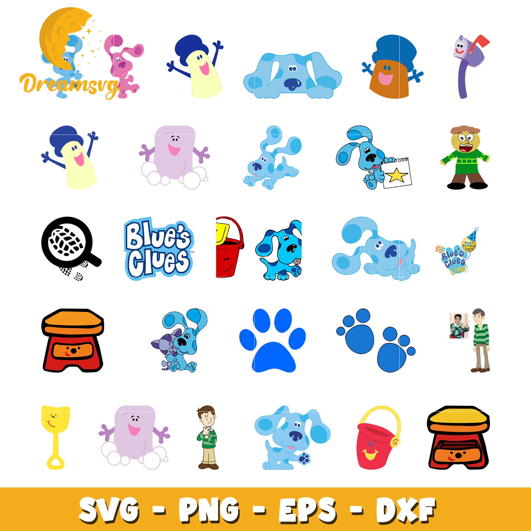 Members Blue's clues design bundle svg, blue's clues characters​ svg