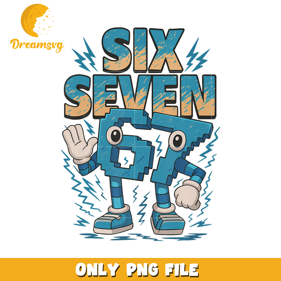Blue six seven design png, funny memes png, six seven png