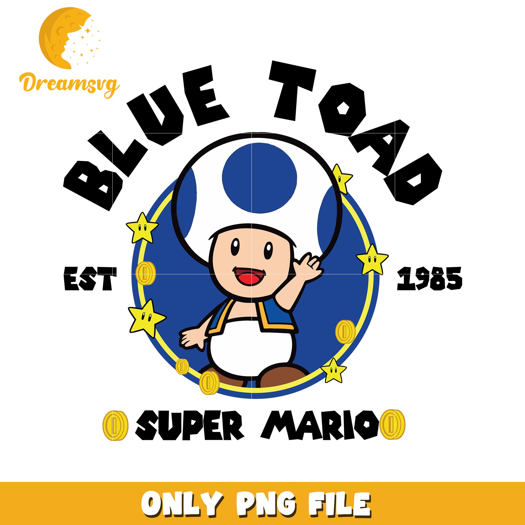Blue toad super mario est 1985 png, super mario characters png, vintage mario design png