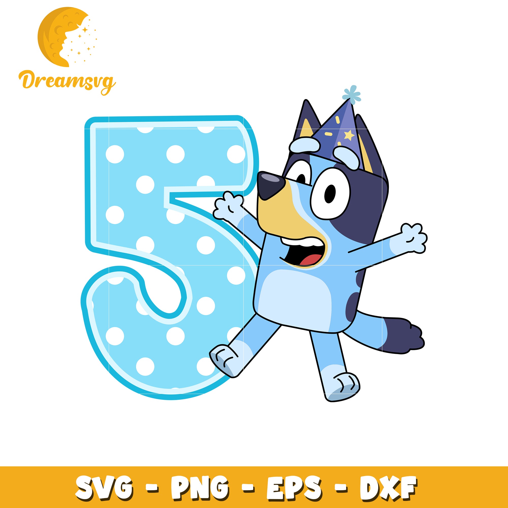 Bluey 5th Birthday SVG PNG EPS DXF