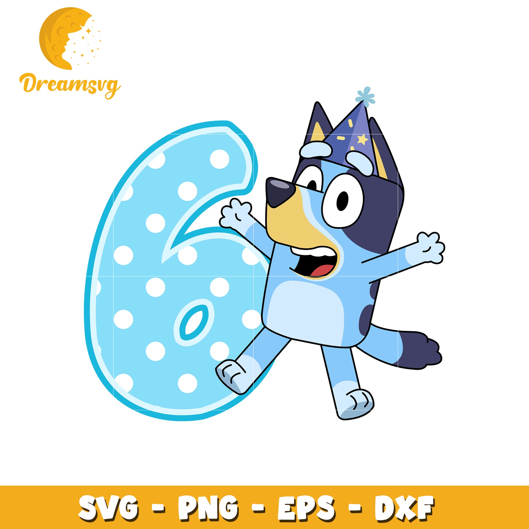 Bluey 6th Birthday SVG PNG EPS DXF