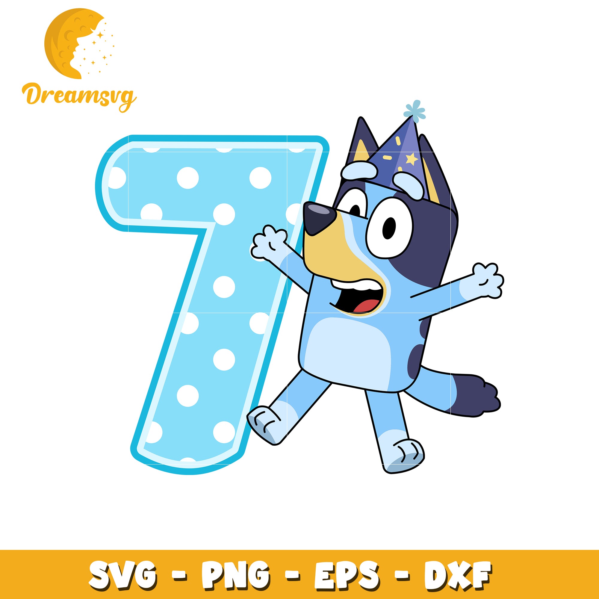 Bluey 7th Birthday SVG PNG EPS DXF