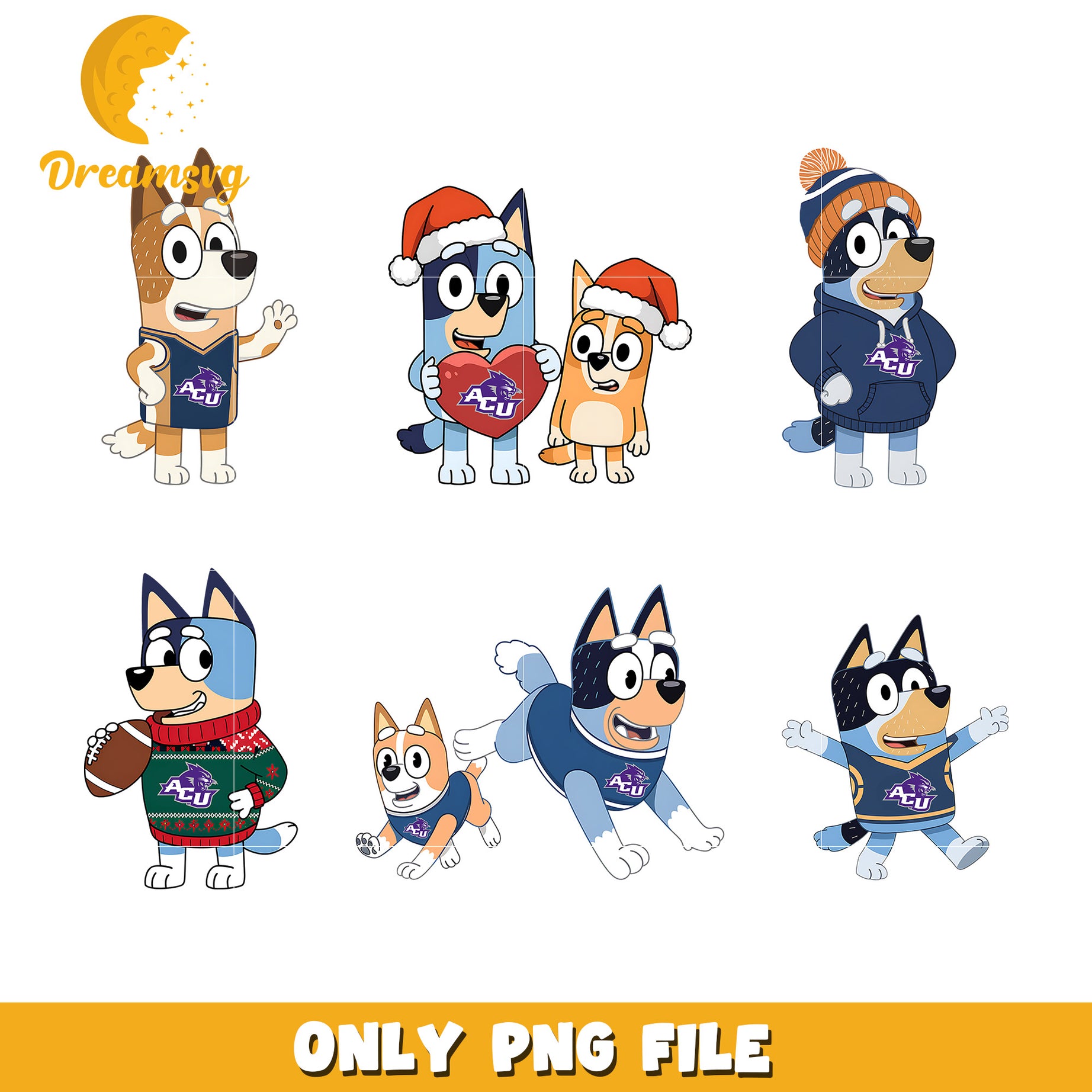 Bluey Bingo cartoon bundle png, Abilene Christian Wildcats png