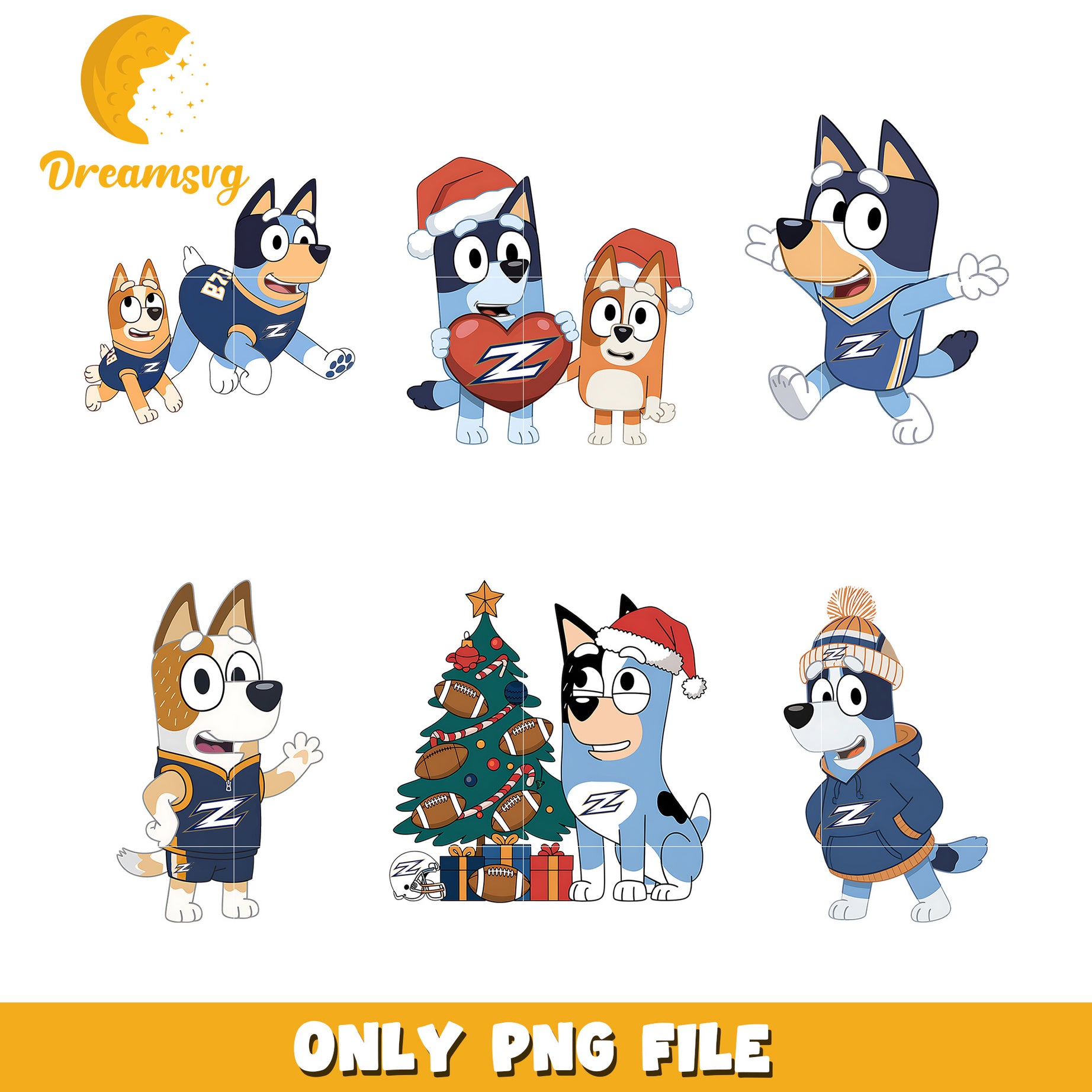 Bluey and Bingo on christmas day bundle png, Akron Zips png