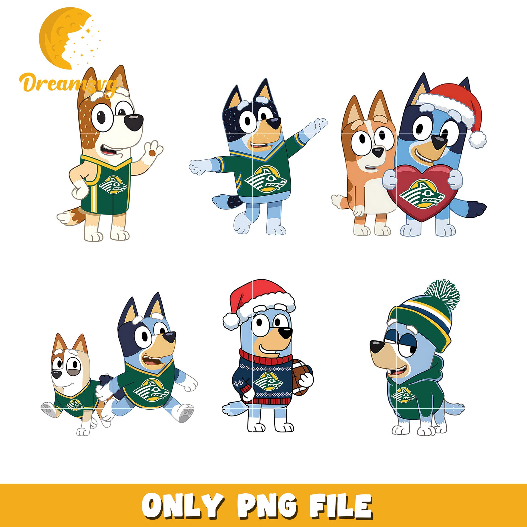 Bluey and Bingo cartoon bundle png, Alaska Anchorage Seawolves png