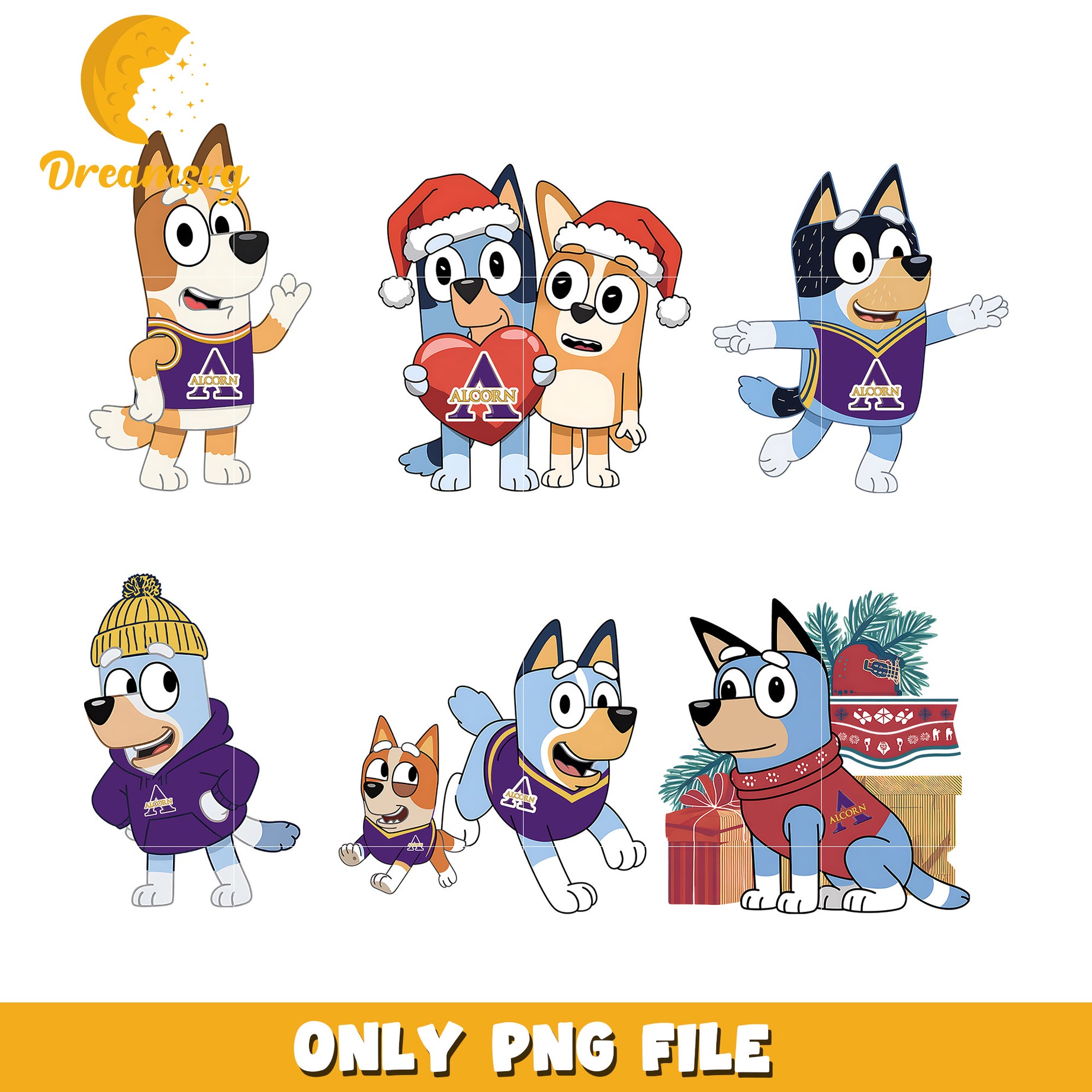 Bluey Bingo winter bundle png, Alcorn State Braves png, ncaa png