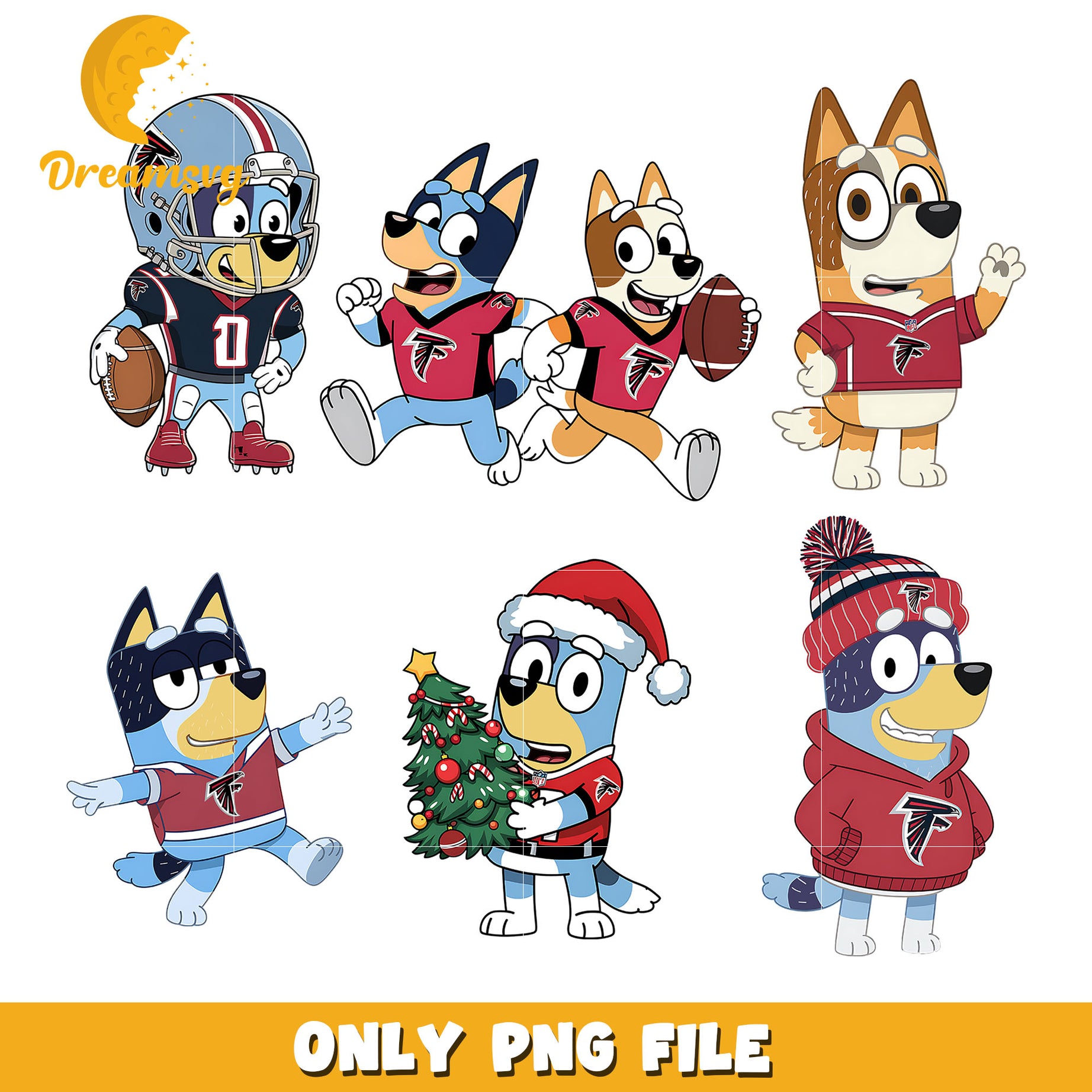 Bluey Bingo nfl fan bundle png, Atlanta Falcons png, nfl png