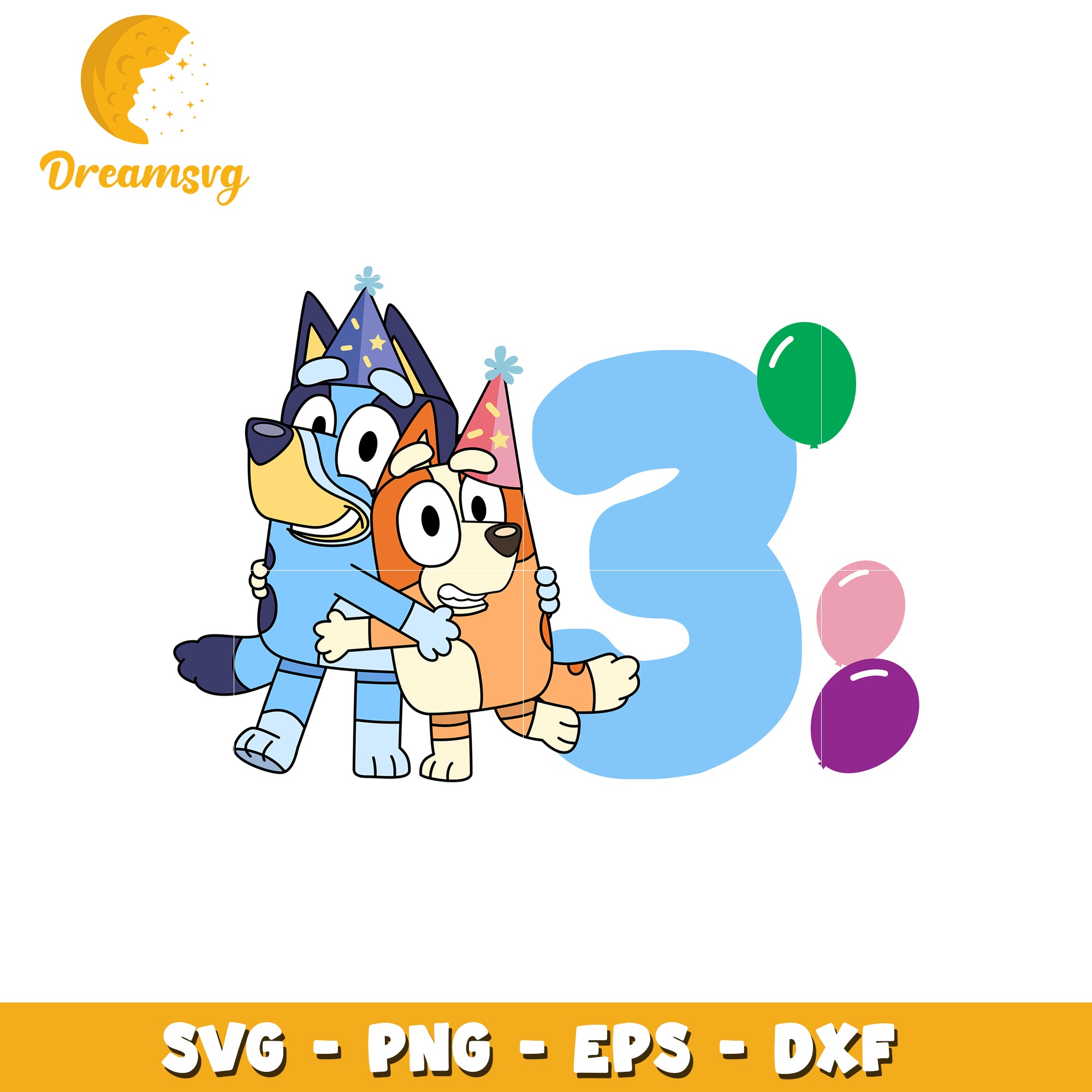 Bluey Bingo 3rd Birthday SVG Cut File