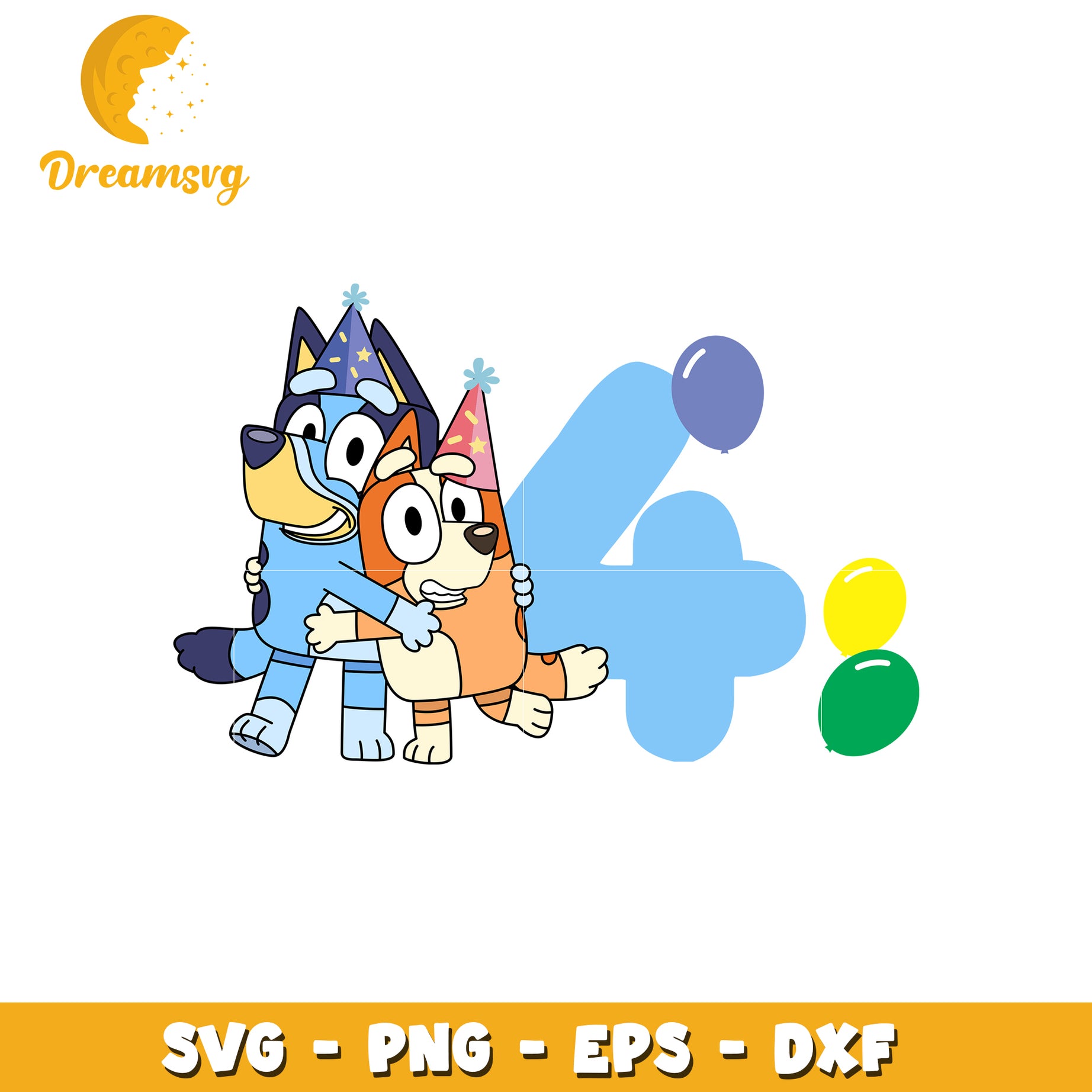 Bluey Bingo 4th Birthday SVG Cut File