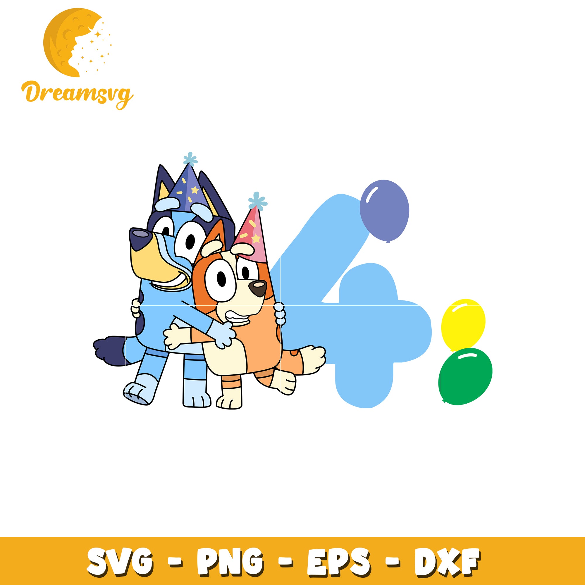 Bluey Bingo 4th Birthday SVG Cut File