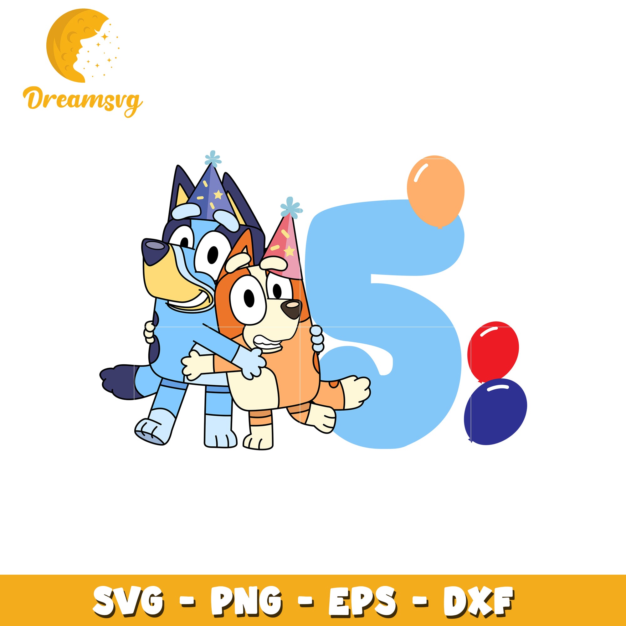 Bluey Bingo 5th Birthday SVG Cut File