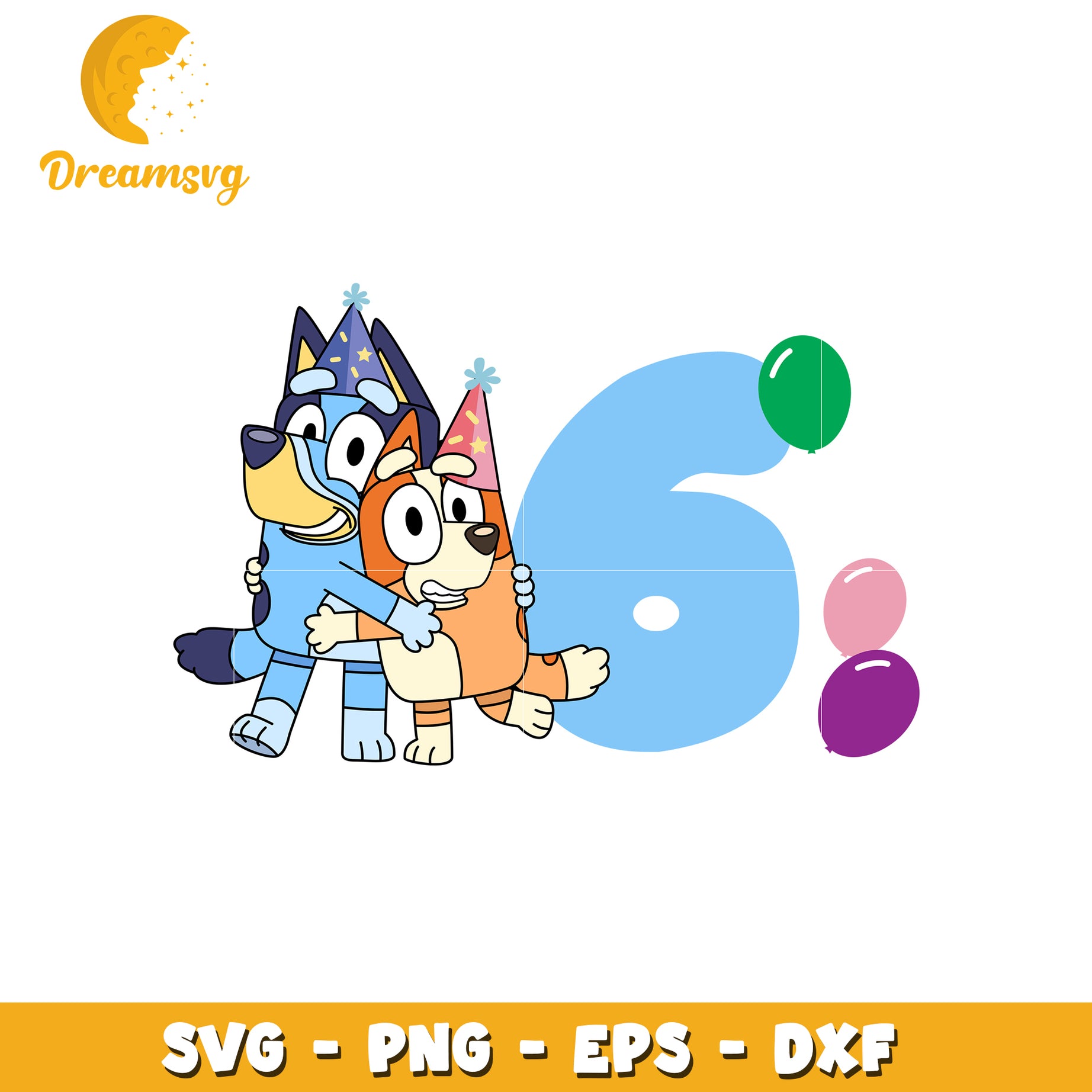 Bluey Bingo 6th Birthday SVG Cut File