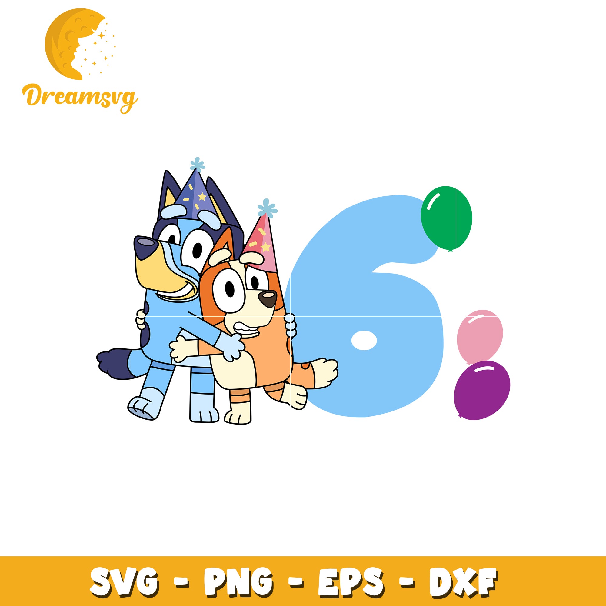 Bluey Bingo 6th Birthday SVG Cut File