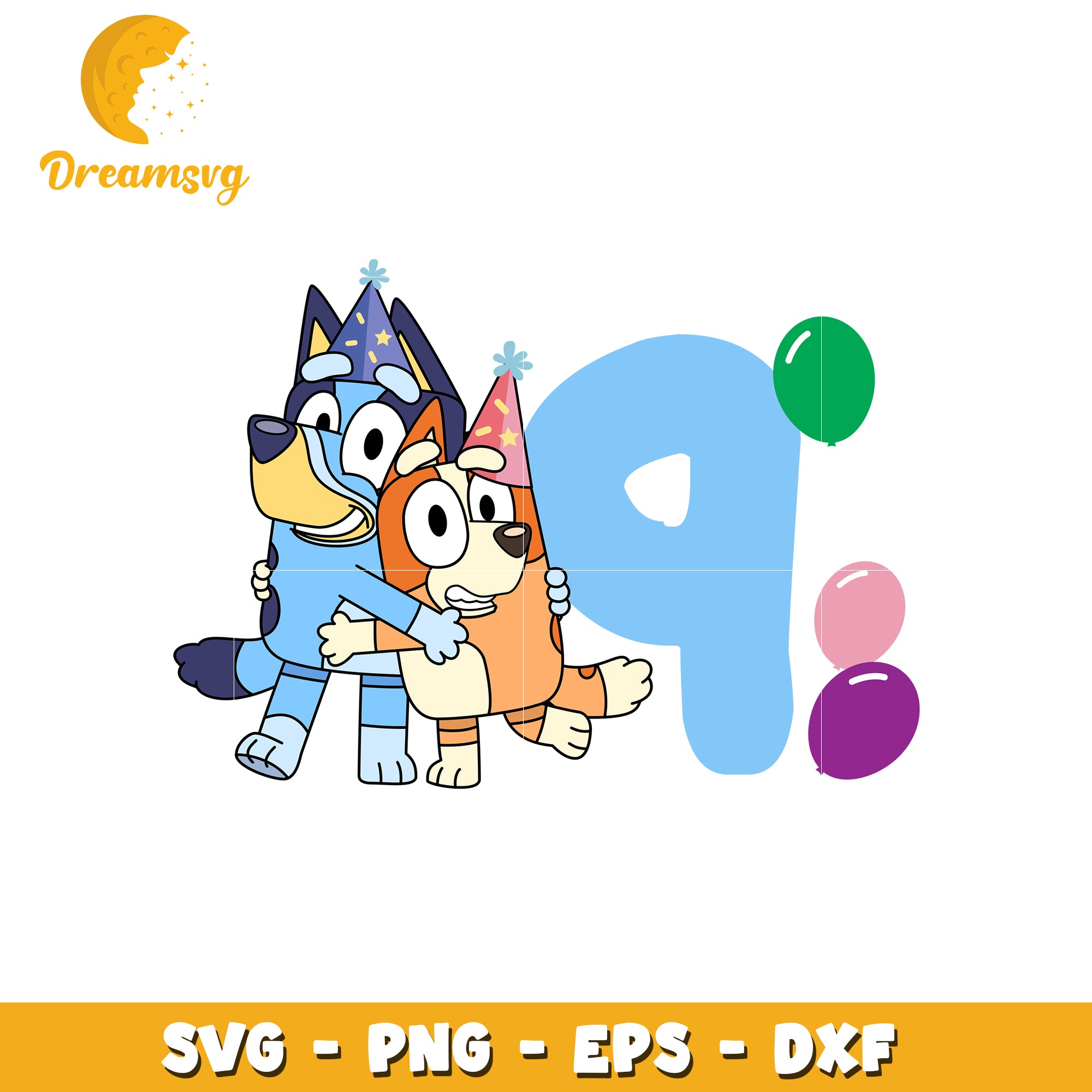 Bluey Bingo 9th Birthday SVG PNG EPS DXF