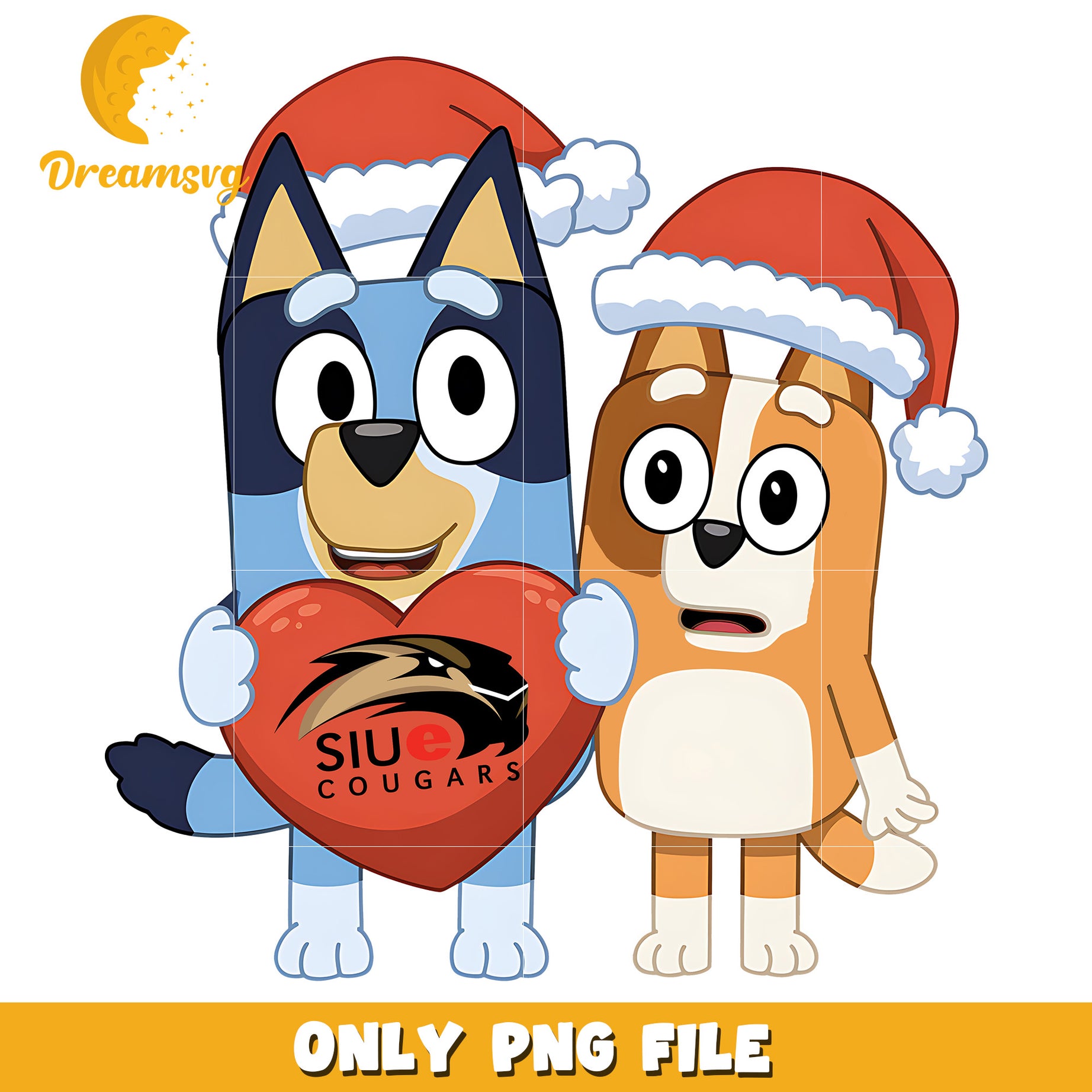 Bluey Bingo Cougars heart shape png, SIU Edwardsville Cougars png