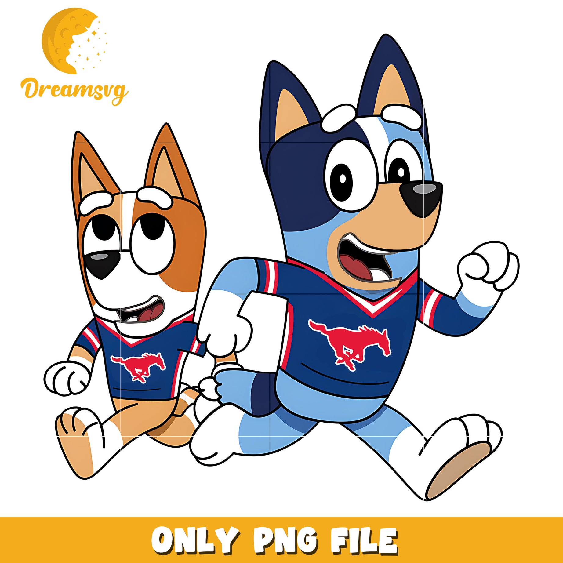 Bluey Bingo Mustangs animate png, SMU Mustangs png, ncaa png